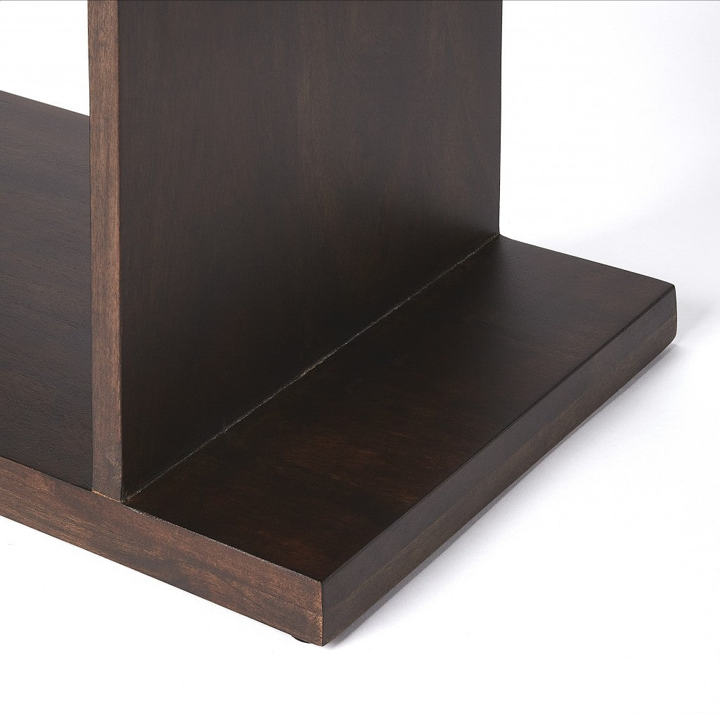 48" Dark Brown Wood Three Tier Bookcase-Bookcases-DECOROLALA