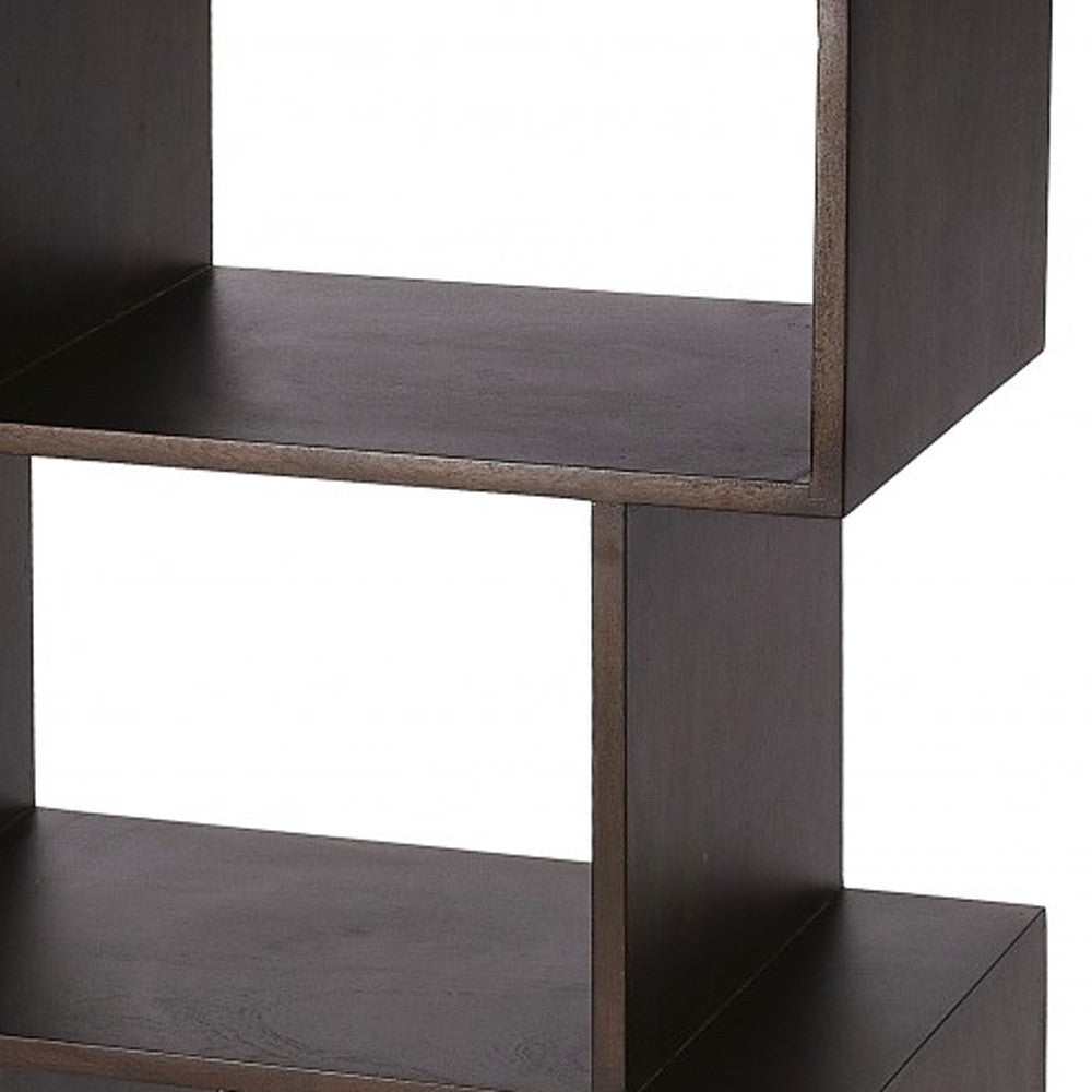 48" Dark Brown Wood Three Tier Bookcase-Bookcases-DECOROLALA