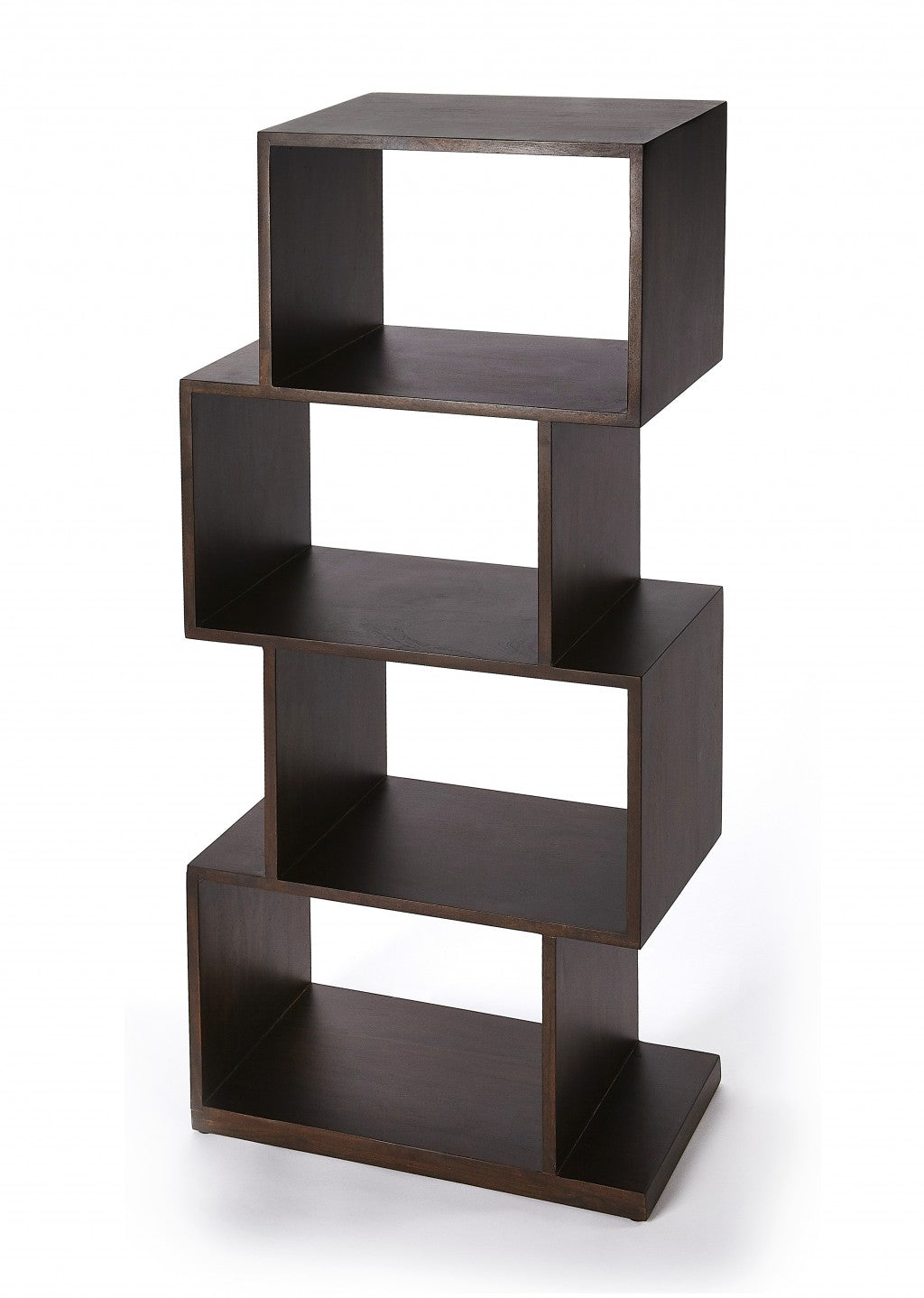 48" Dark Brown Wood Three Tier Bookcase-Bookcases-DECOROLALA