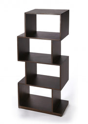 48" Dark Brown Wood Three Tier Bookcase-Bookcases-DECOROLALA