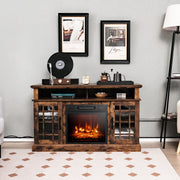 48" Electric Fireplace TV Stand with Storage - Brown, Fits 55" TV-Entertainment Centers & TV Stands-DECOROLALA