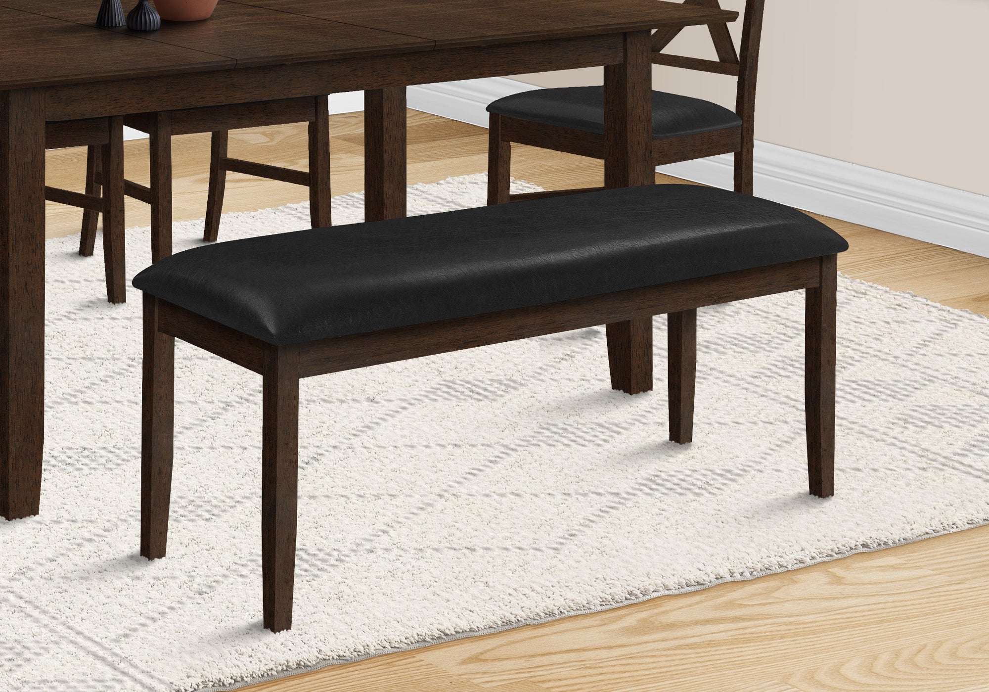 48" Espresso Wood Bench with Black PU Seat-Bench-DECOROLALA