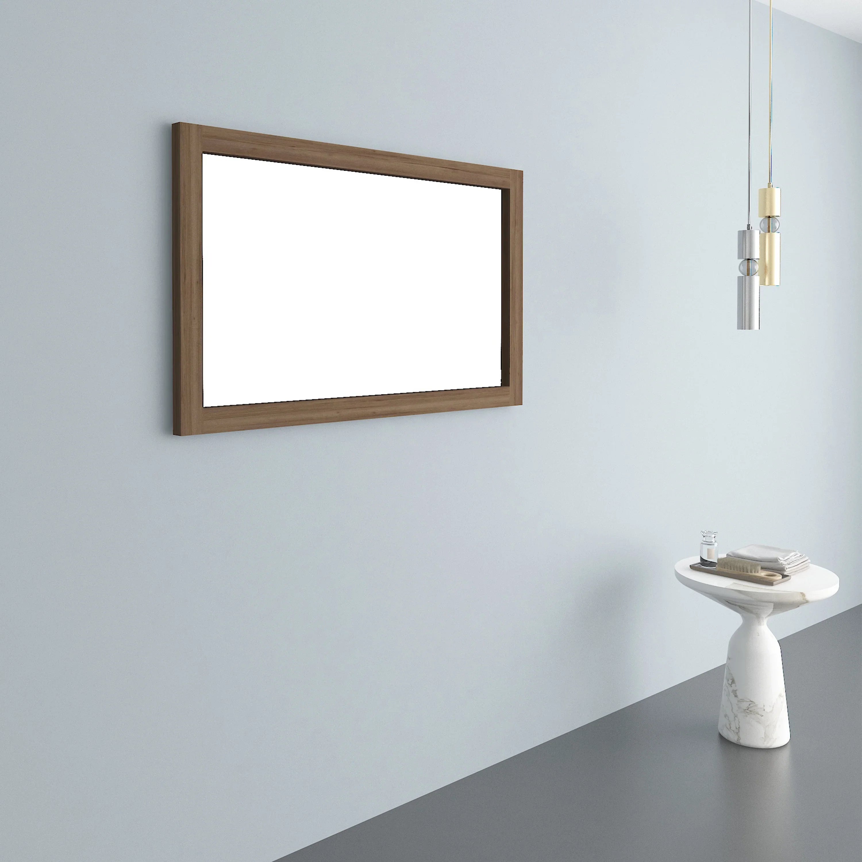 48" Frosted Oak Rectangular Framed Mirror - Designed for Horizontal & Vertical Installation