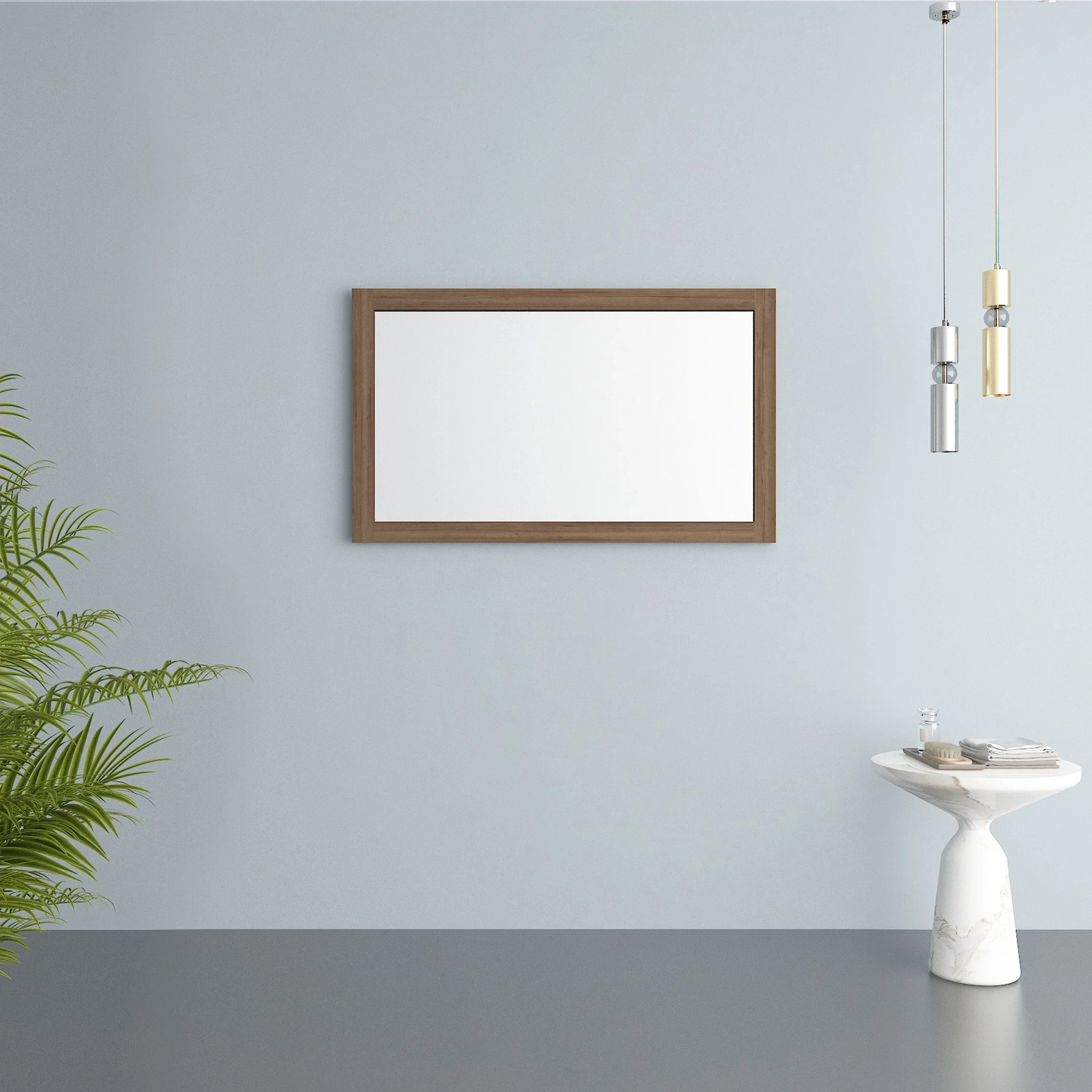 48" Frosted Oak Rectangular Framed Mirror - Designed for Horizontal & Vertical Installation
