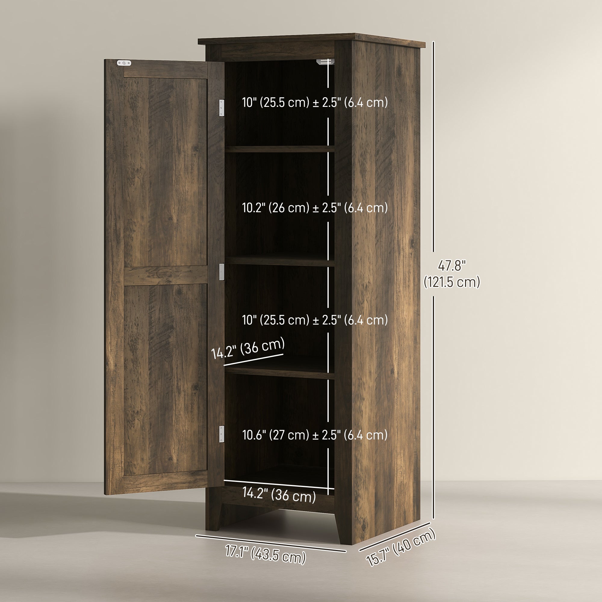 48" Farmhouse Kitchen Pantry Cabinet - Brown Wood Grain-Home Furnishings > Storage & Organization > Kitchen Pantry Cabinets-DECOROLALA