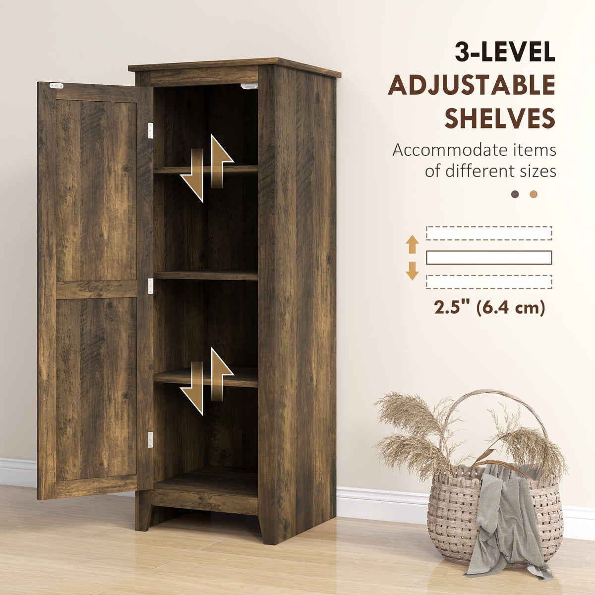 48" Farmhouse Kitchen Pantry Cabinet - Brown Wood Grain-Home Furnishings > Storage & Organization > Kitchen Pantry Cabinets-DECOROLALA