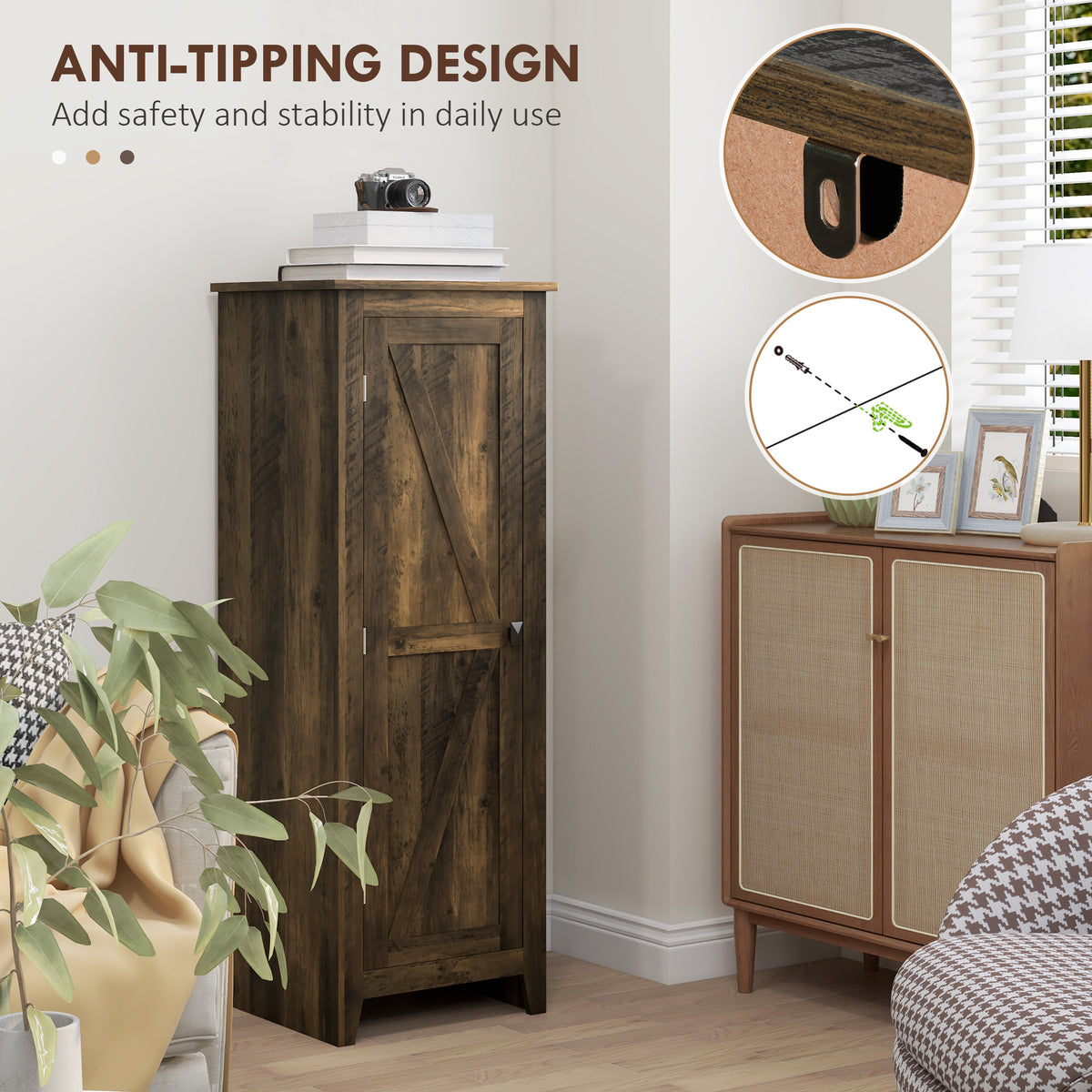 48" Farmhouse Kitchen Pantry Cabinet - Brown Wood Grain-Home Furnishings > Storage & Organization > Kitchen Pantry Cabinets-DECOROLALA