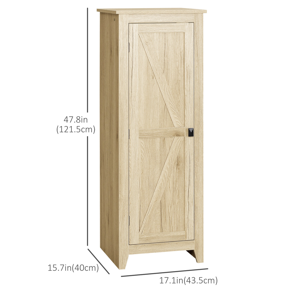 48" Farmhouse Kitchen Pantry Cabinet - Natural Barn Door-Home Furnishings > Storage & Organization > Kitchen Pantry Cabinets-DECOROLALA