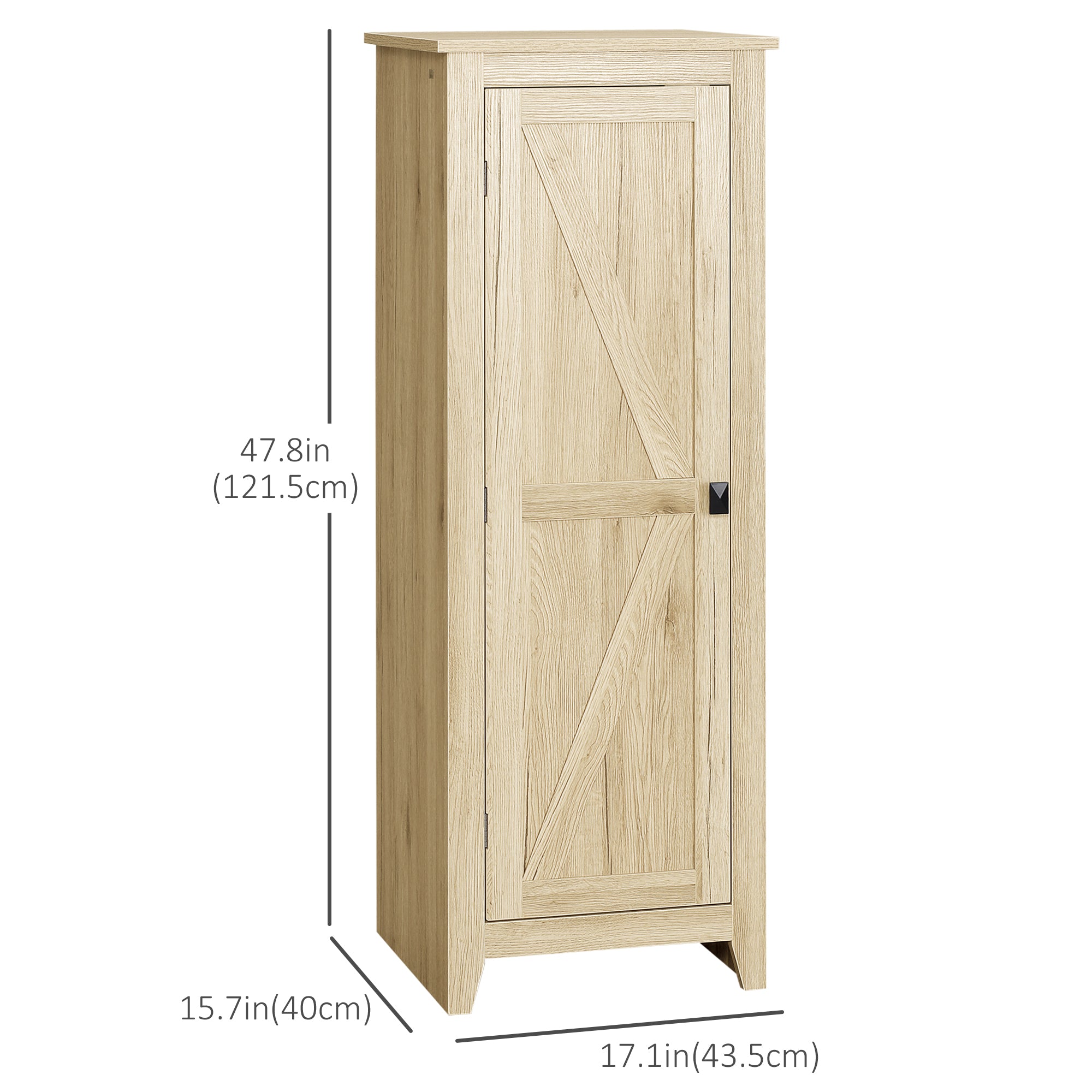 48" Farmhouse Kitchen Pantry Cabinet - Natural Barn Door-Home Furnishings > Storage & Organization > Kitchen Pantry Cabinets-DECOROLALA