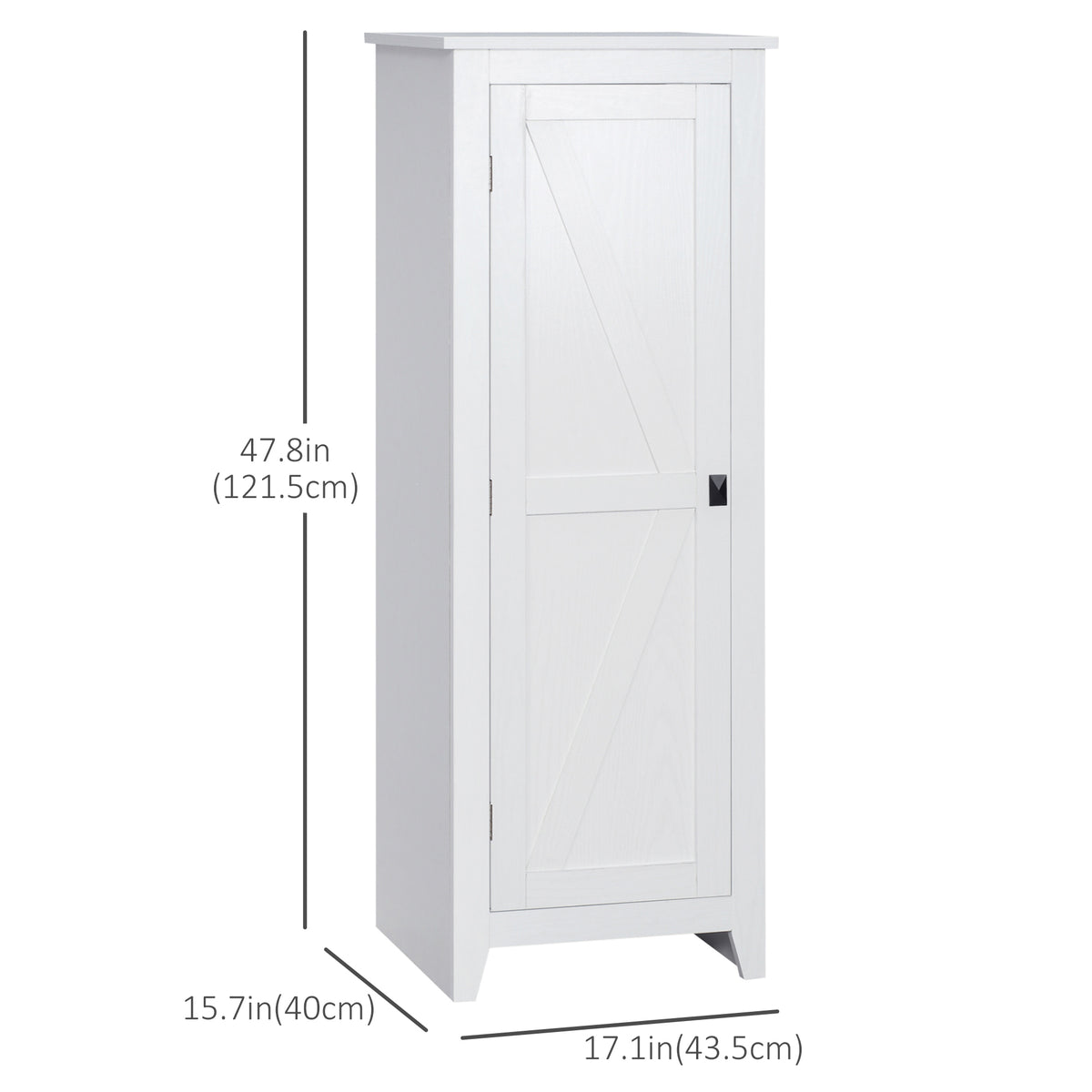 48" Farmhouse Kitchen Pantry Cabinet - White Barn Door-Home Furnishings > Storage & Organization > Kitchen Pantry Cabinets-DECOROLALA