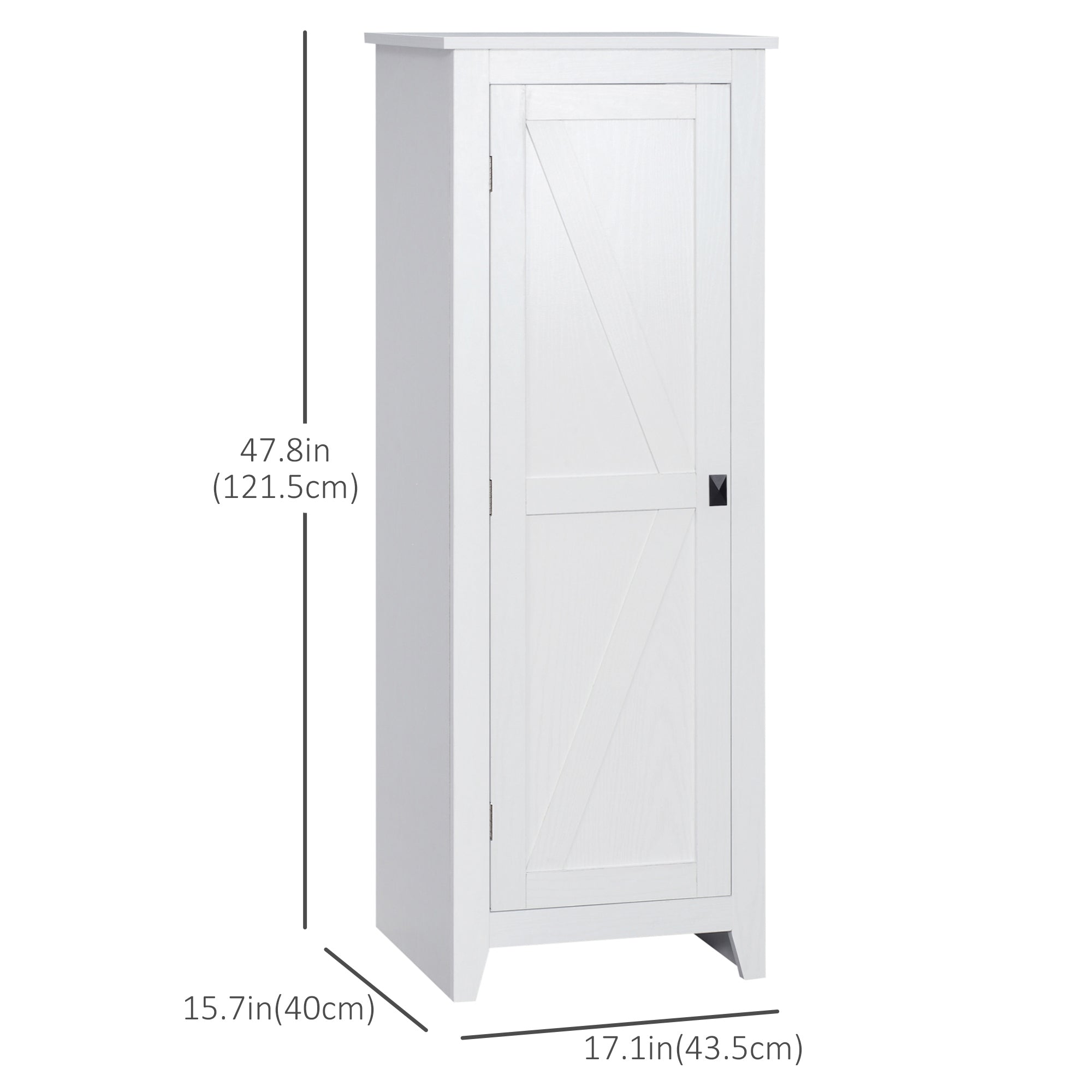 48" Farmhouse Kitchen Pantry Cabinet - White Barn Door-Home Furnishings > Storage & Organization > Kitchen Pantry Cabinets-DECOROLALA