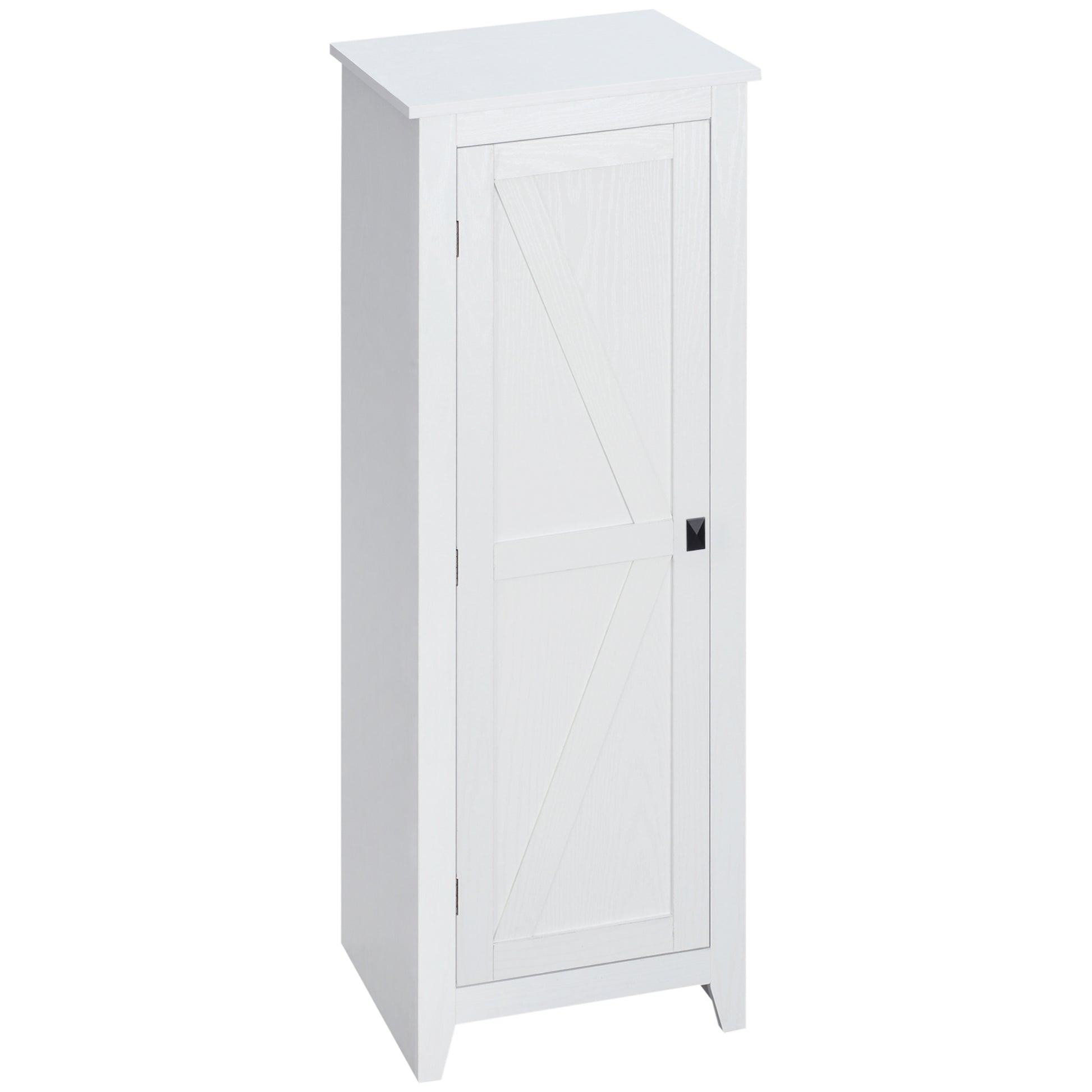 48" Farmhouse Kitchen Pantry Storage Cabinet with Barn Door, Kitchen Pantry Cabinet with Adjustable Shelves, White-Home Furnishings > Storage & Organization > Kitchen Pantry Cabinets-DECOROLALA