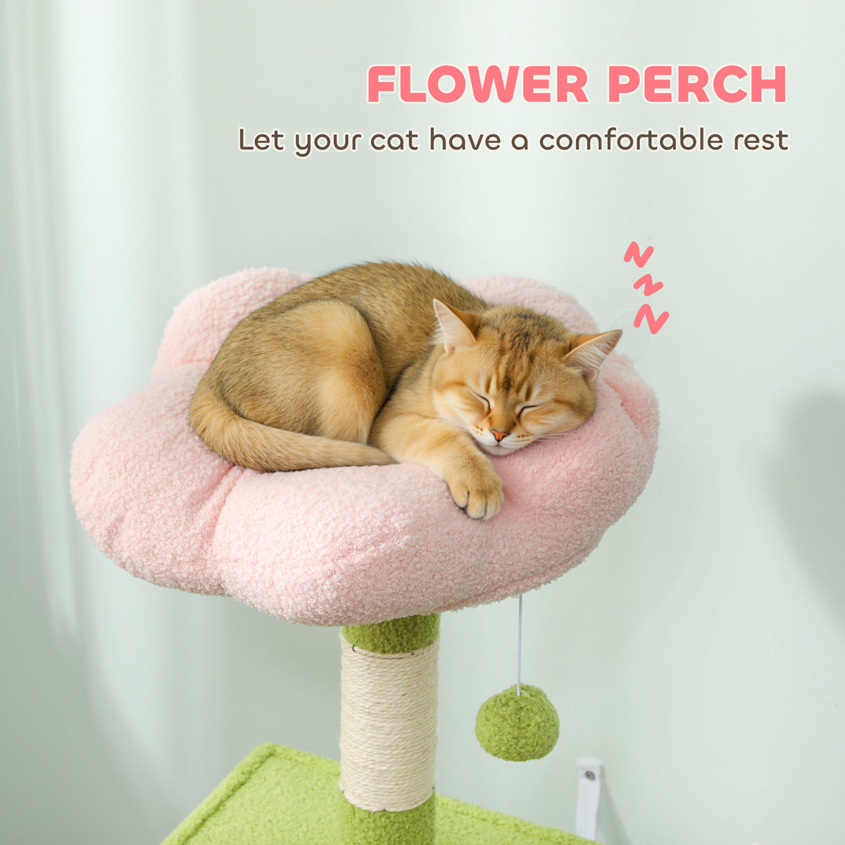 48" Flower Cat Tree with Condo, Ladder and Perch - Green-Cats-DECOROLALA