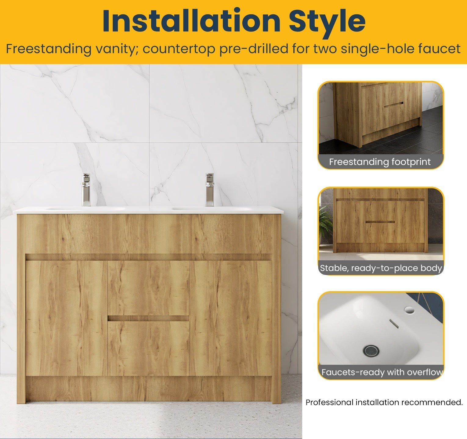 48" Frosted Oak Freestanding Double Sink Bathroom Vanity with White Ceramic Countertop-Migration_Bathroom Vanities-DECOROLALA