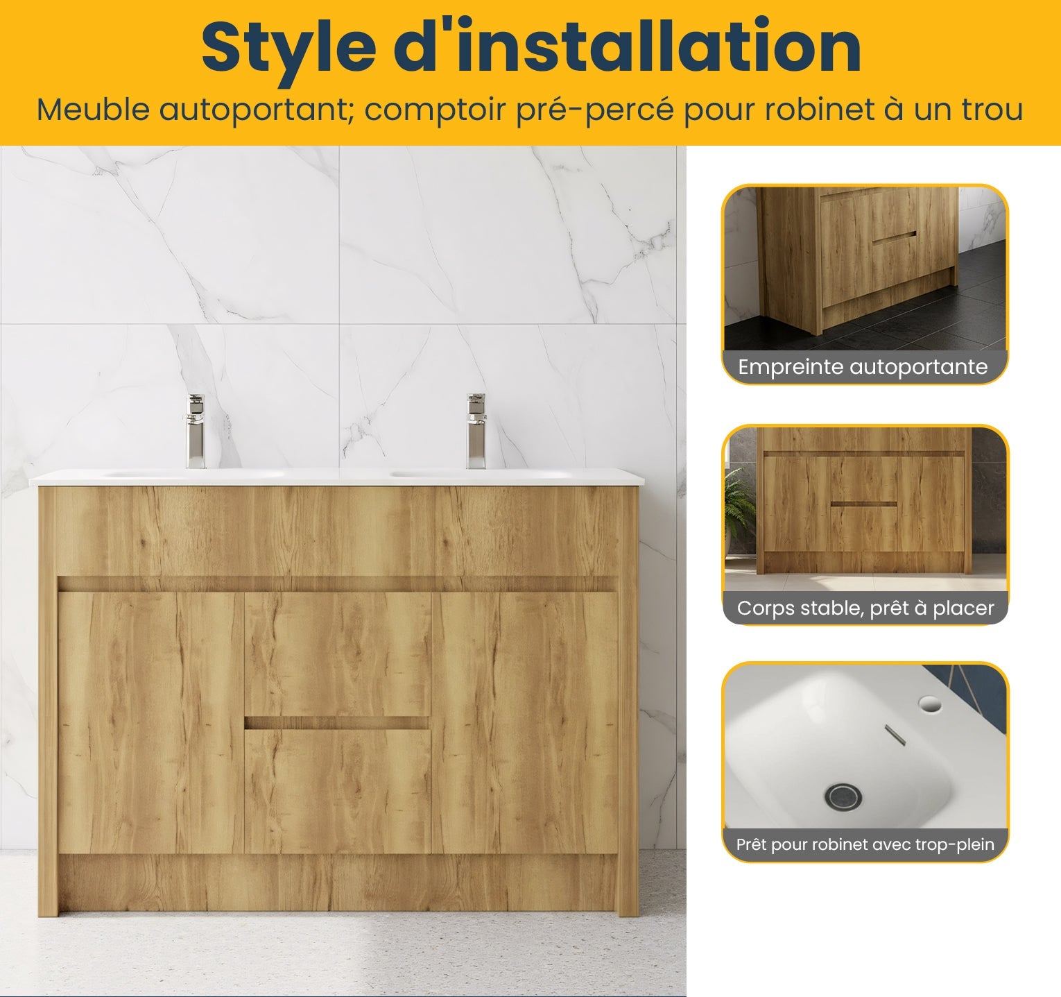 48" Frosted Oak Freestanding Double Sink Bathroom Vanity with White Ceramic Countertop-Migration_Bathroom Vanities-DECOROLALA