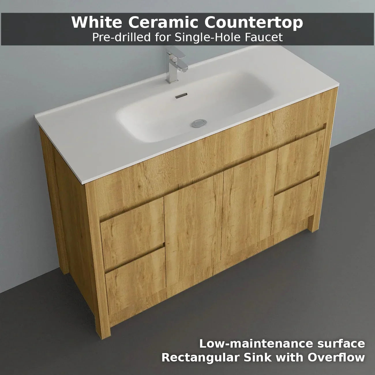 48" Frosted Oak Freestanding Double Sink Bathroom Vanity with White Ceramic Countertop-Migration_Bathroom Vanities-DECOROLALA