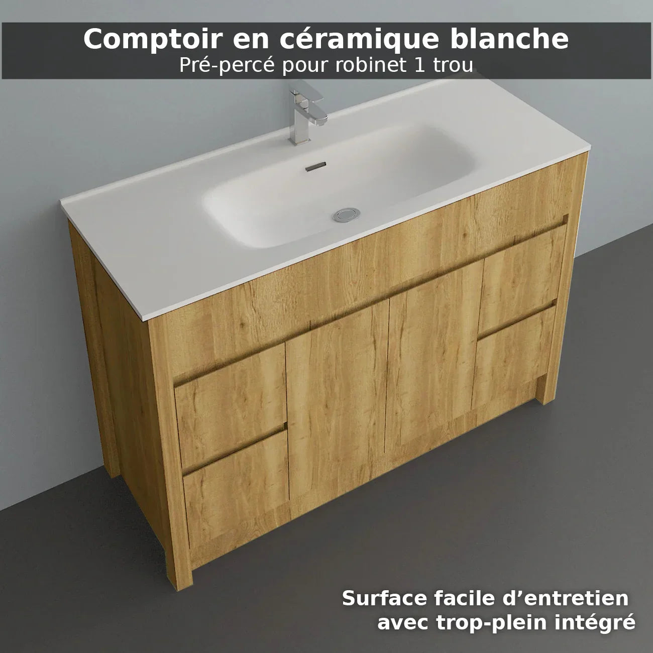 48" Frosted Oak Freestanding Double Sink Bathroom Vanity with White Ceramic Countertop-Migration_Bathroom Vanities-DECOROLALA