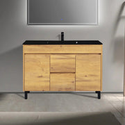 48" Frosted Oak Freestanding Single Sink Bathroom Vanity with Black Ceramic Countetop-Migration_Bathroom Vanities-DECOROLALA