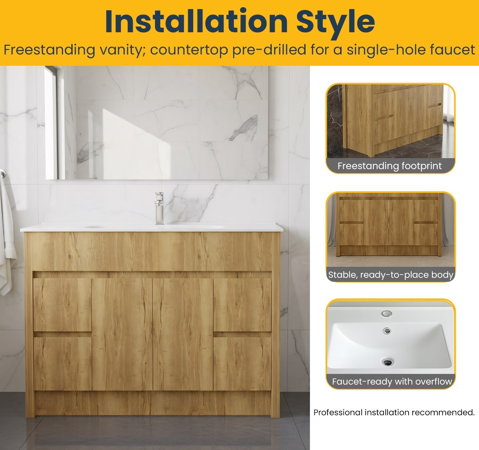 48" Frosted Oak Freestanding Single Sink Bathroom Vanity with White Ceramic Countertop-Migration_Bathroom Vanities-DECOROLALA