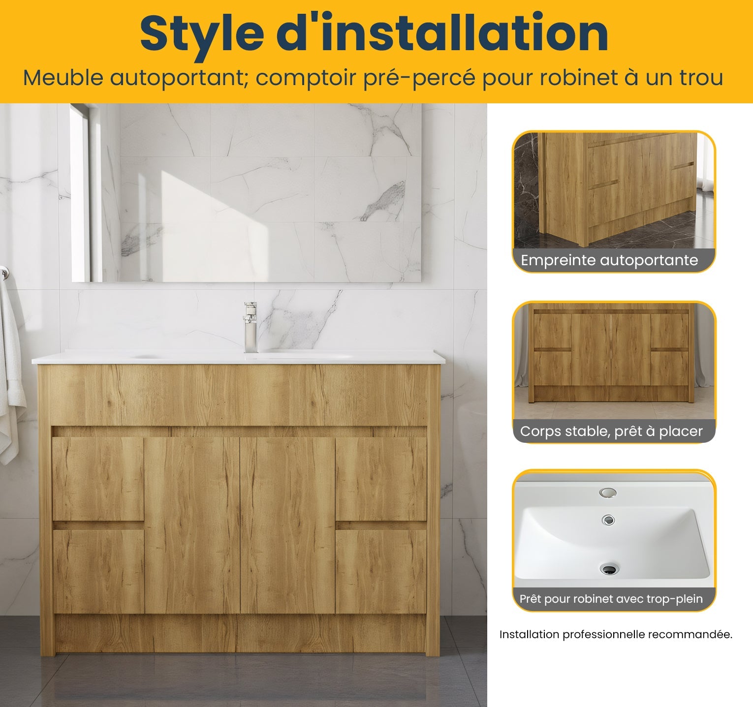 48" Frosted Oak Freestanding Single Sink Bathroom Vanity with White Ceramic Countertop-Migration_Bathroom Vanities-DECOROLALA