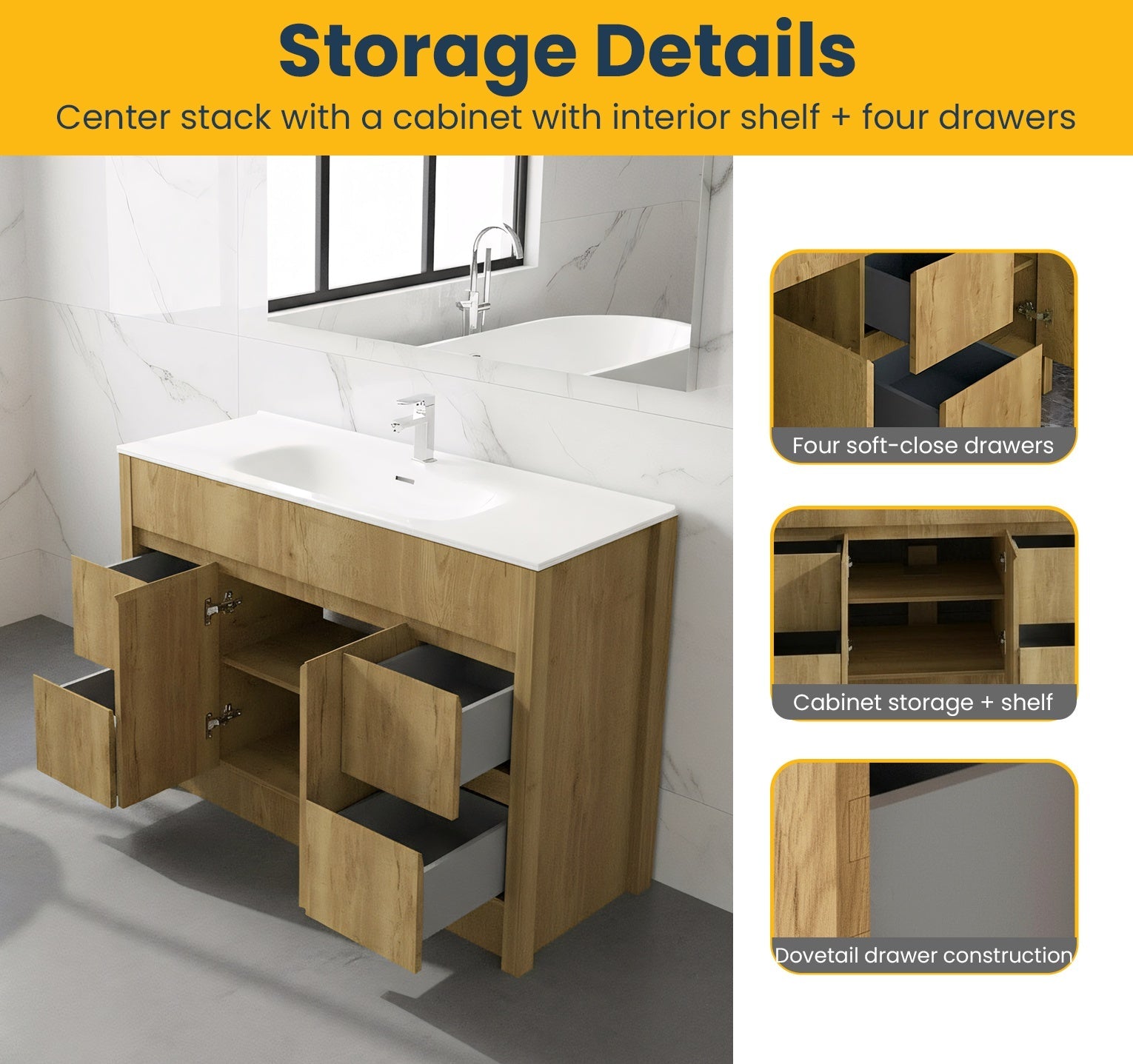 48" Frosted Oak Freestanding Single Sink Bathroom Vanity with White Ceramic Countertop-Migration_Bathroom Vanities-DECOROLALA