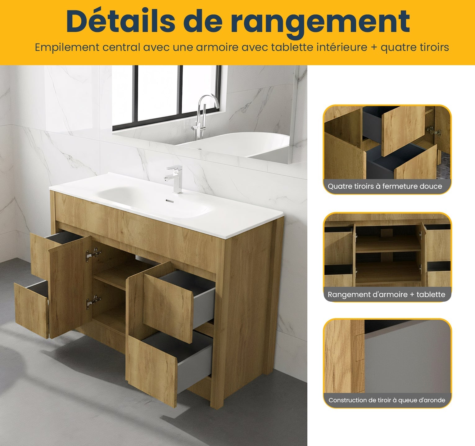 48" Frosted Oak Freestanding Single Sink Bathroom Vanity with White Ceramic Countertop-Migration_Bathroom Vanities-DECOROLALA
