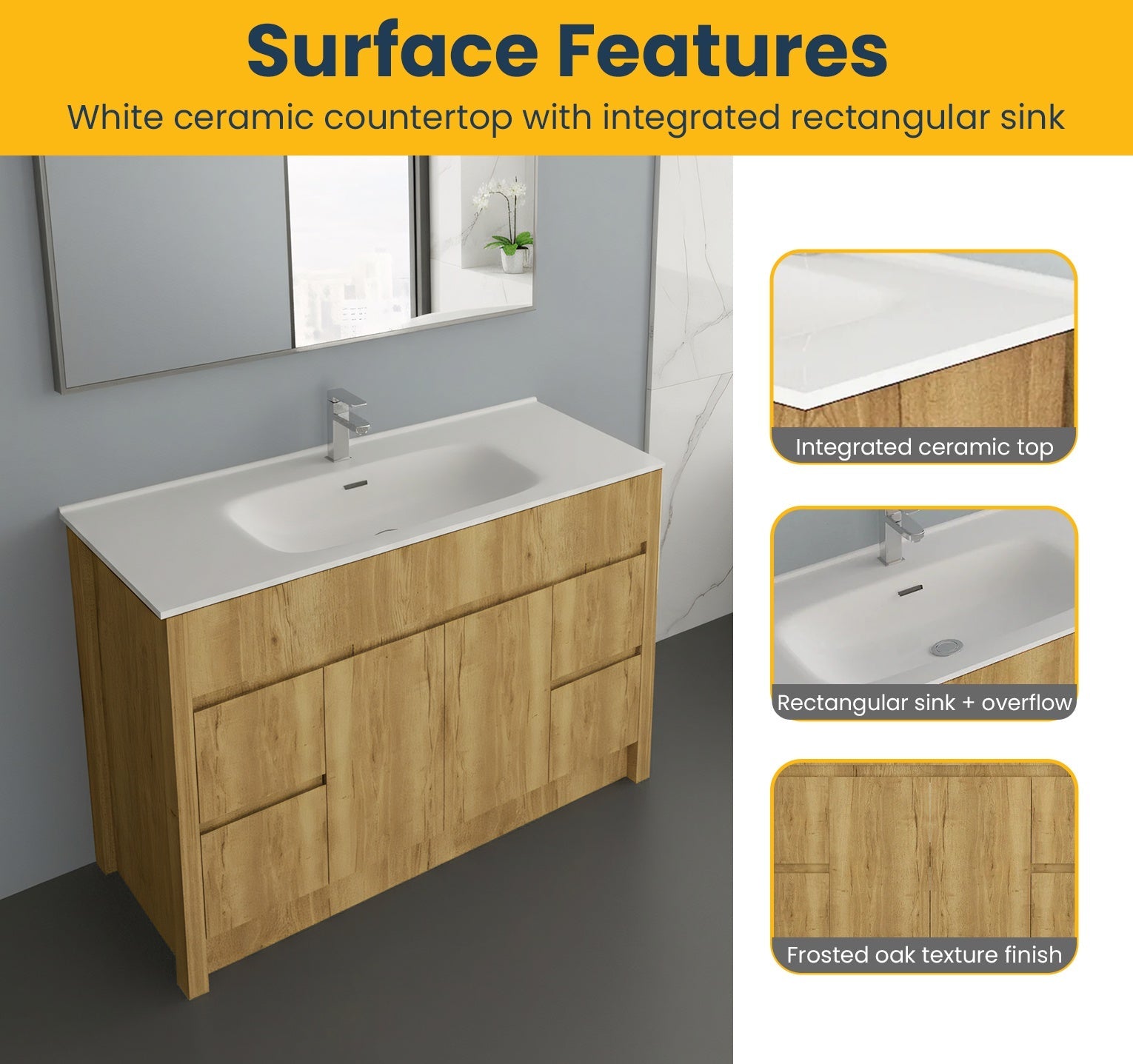 48" Frosted Oak Freestanding Single Sink Bathroom Vanity with White Ceramic Countertop-Migration_Bathroom Vanities-DECOROLALA