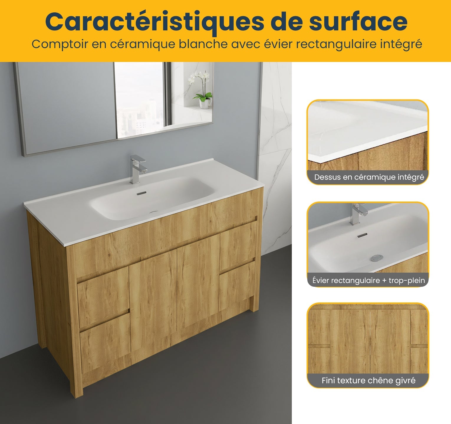 48" Frosted Oak Freestanding Single Sink Bathroom Vanity with White Ceramic Countertop-Migration_Bathroom Vanities-DECOROLALA