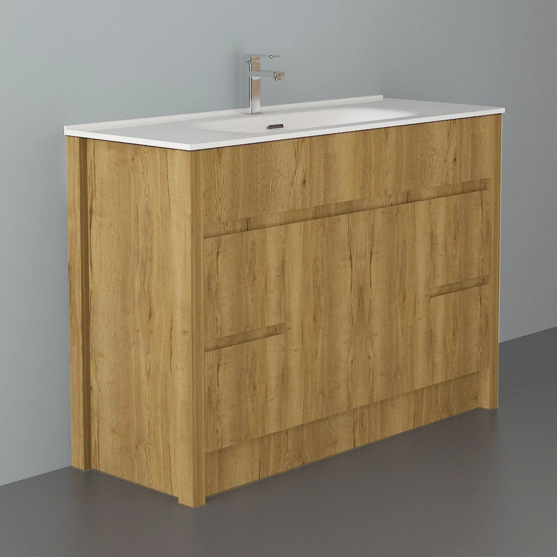 48" Frosted Oak Freestanding Single Sink Bathroom Vanity with White Ceramic Countertop-Migration_Bathroom Vanities-DECOROLALA