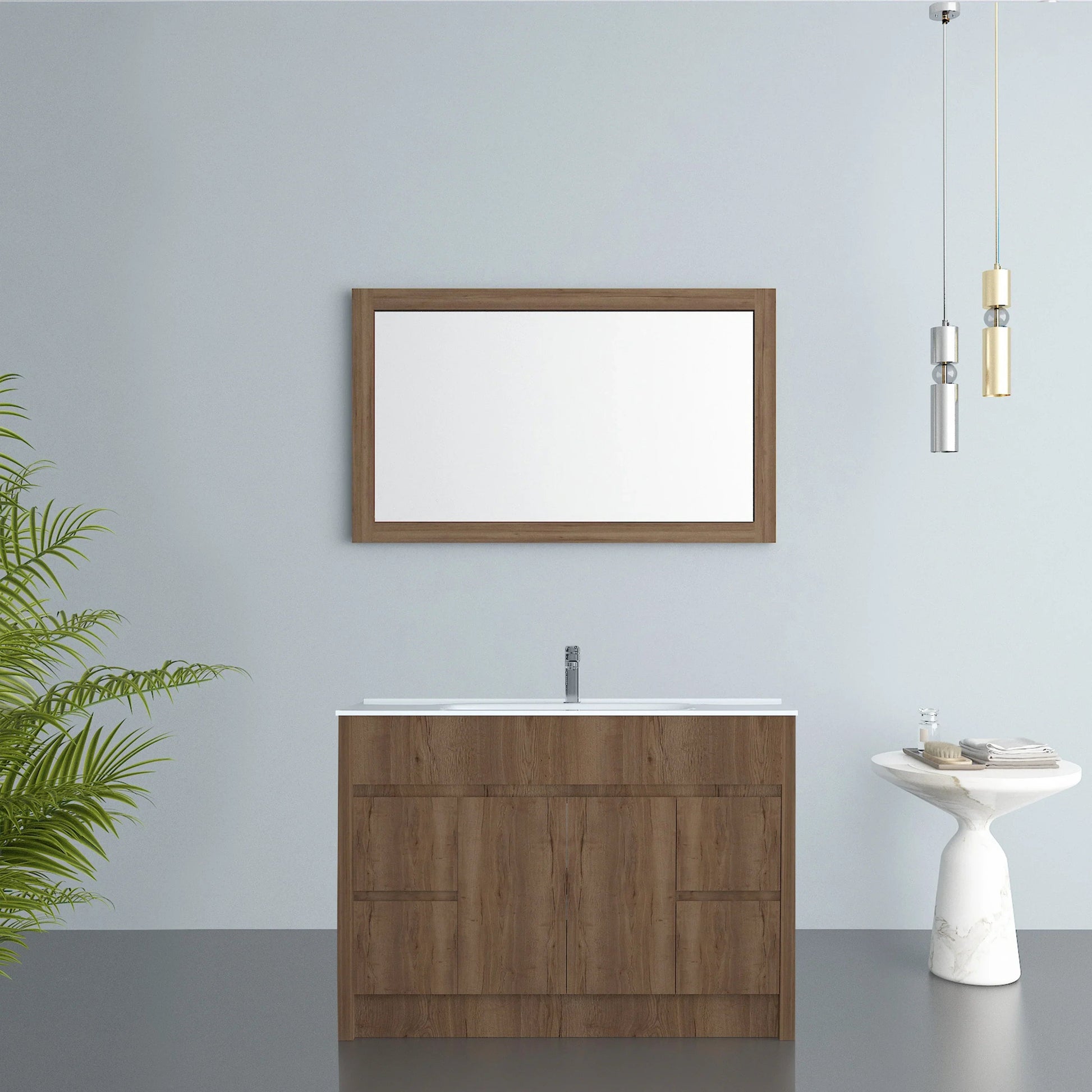 48" Frosted Oak Rectangular Framed Mirror - Designed for Horizontal & Vertical Installation-Migration_Mirrors-DECOROLALA
