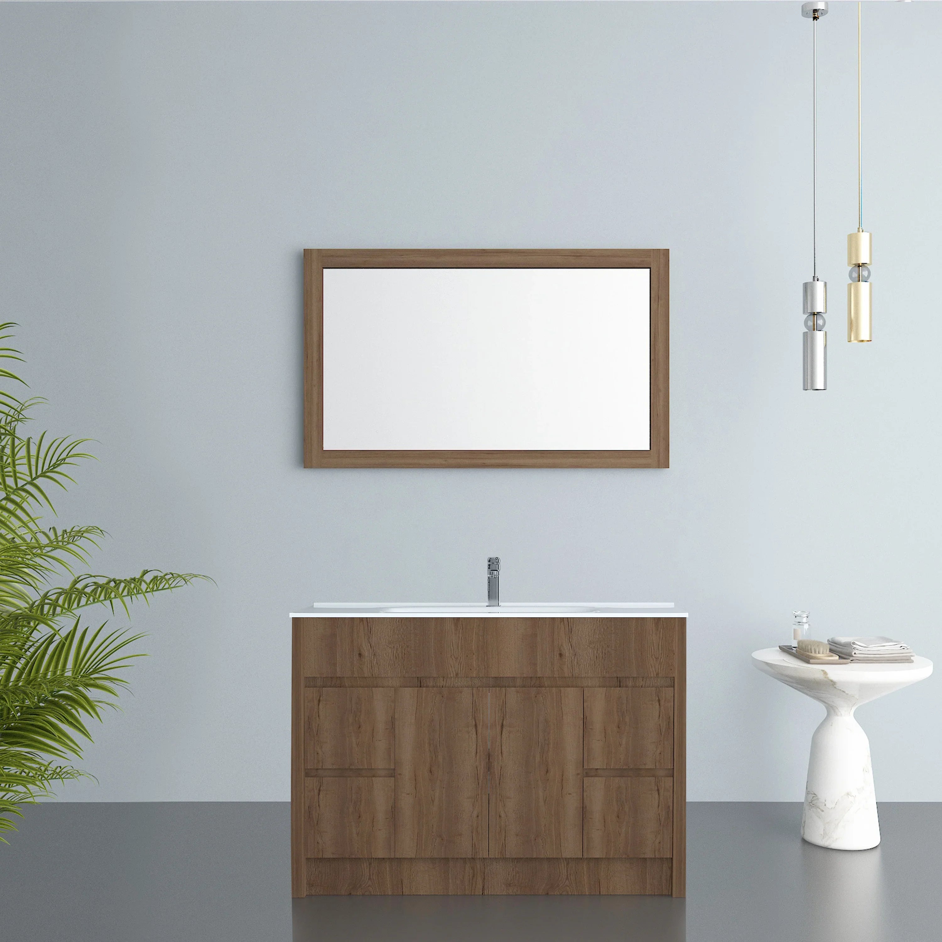 48" Frosted Oak Rectangular Framed Mirror - Designed for Horizontal & Vertical Installation-Migration_Mirrors-DECOROLALA
