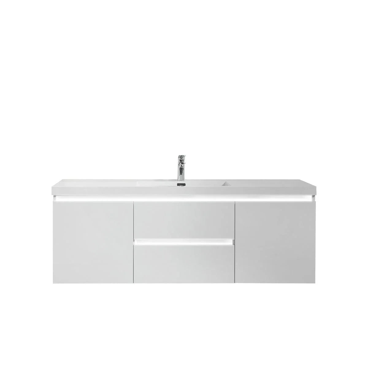 48" Glossy White Wall Mount LED-Glow Bathroom Vanity with White Polymarble Countertop-Migration_Bathroom Vanities-DECOROLALA