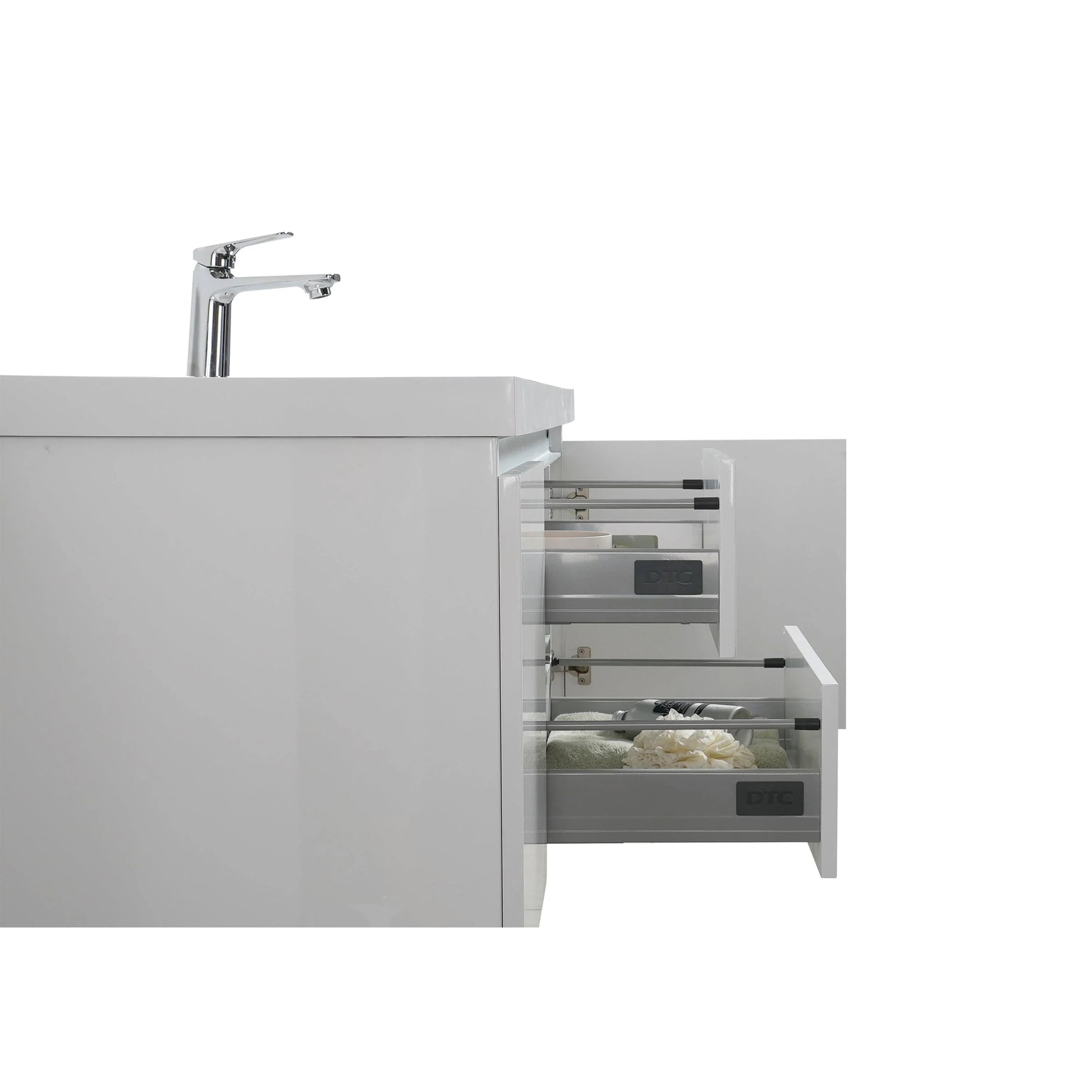 48" Glossy White Wall Mount LED-Glow Bathroom Vanity with White Polymarble Countertop-Migration_Bathroom Vanities-DECOROLALA