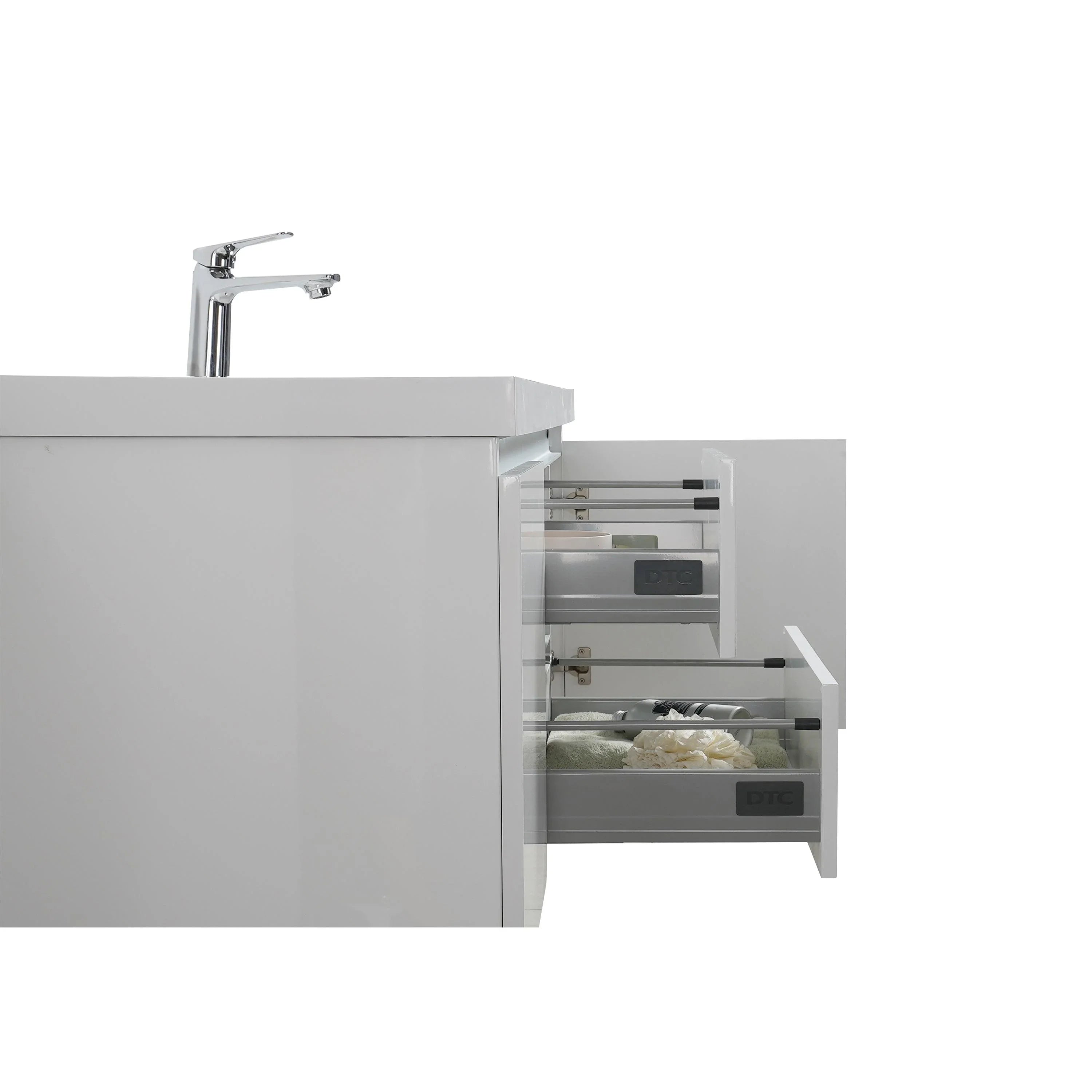 48" Glossy White Wall Mount LED-Glow Bathroom Vanity with White Polymarble Countertop-Migration_Bathroom Vanities-DECOROLALA