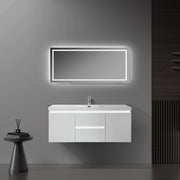 48" Glossy White Wall Mount LED-Glow Bathroom Vanity with White Polymarble Countertop-Migration_Bathroom Vanities-DECOROLALA