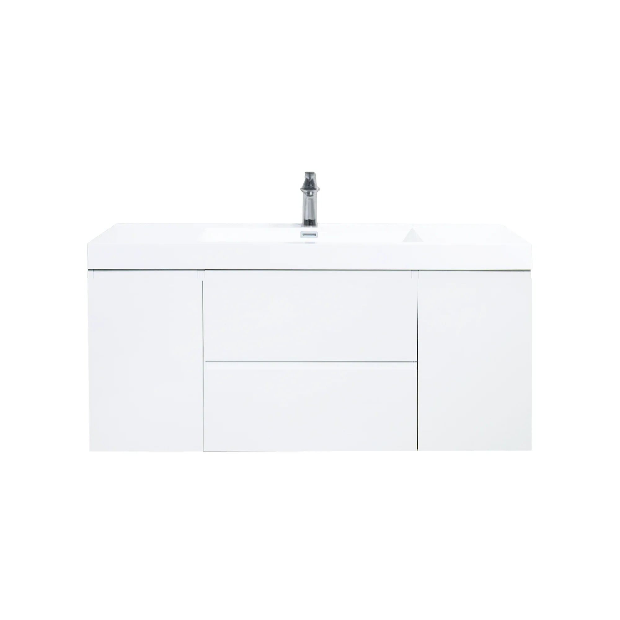 48" Glossy White Wall Mount Single Sink Bathroom Vanity with White Polymarble Countertop-Migration_Bathroom Vanities-DECOROLALA