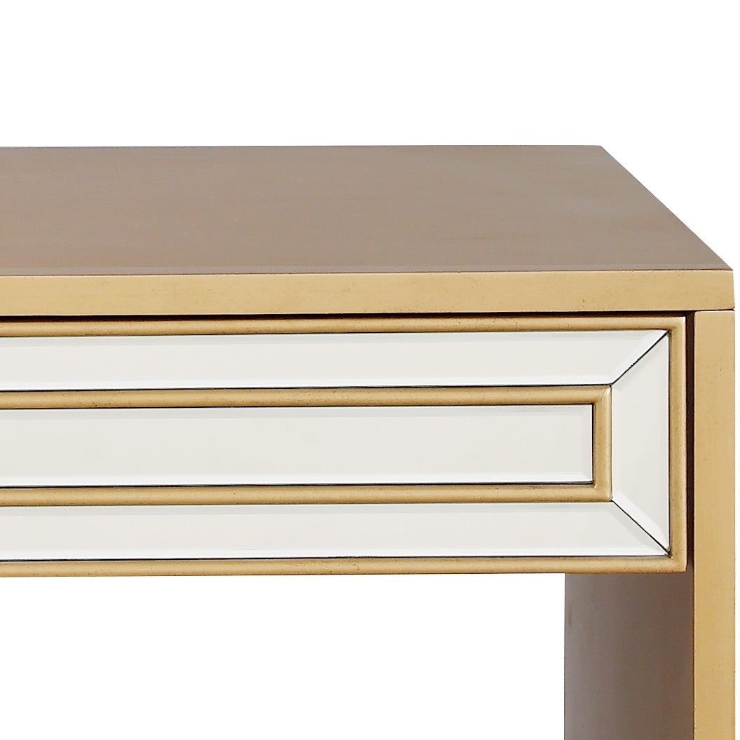 48" Gold Mirrored Glass Console Table-Console Tables-DECOROLALA
