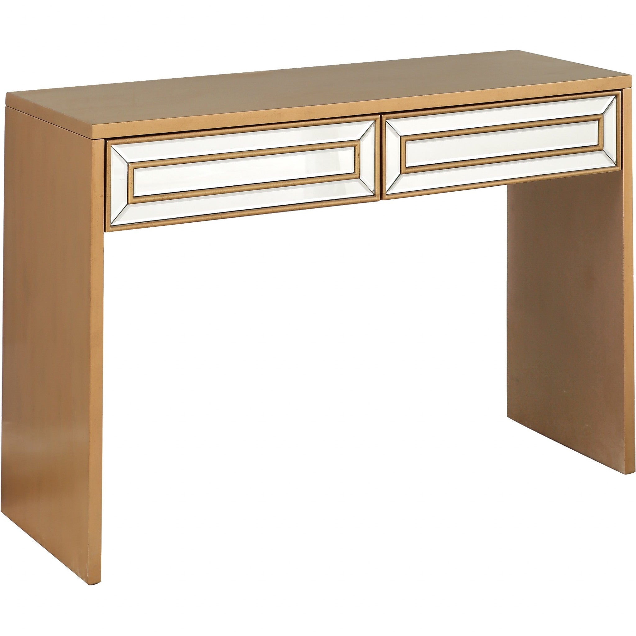 48" Gold Mirrored Glass Console Table-Console Tables-DECOROLALA