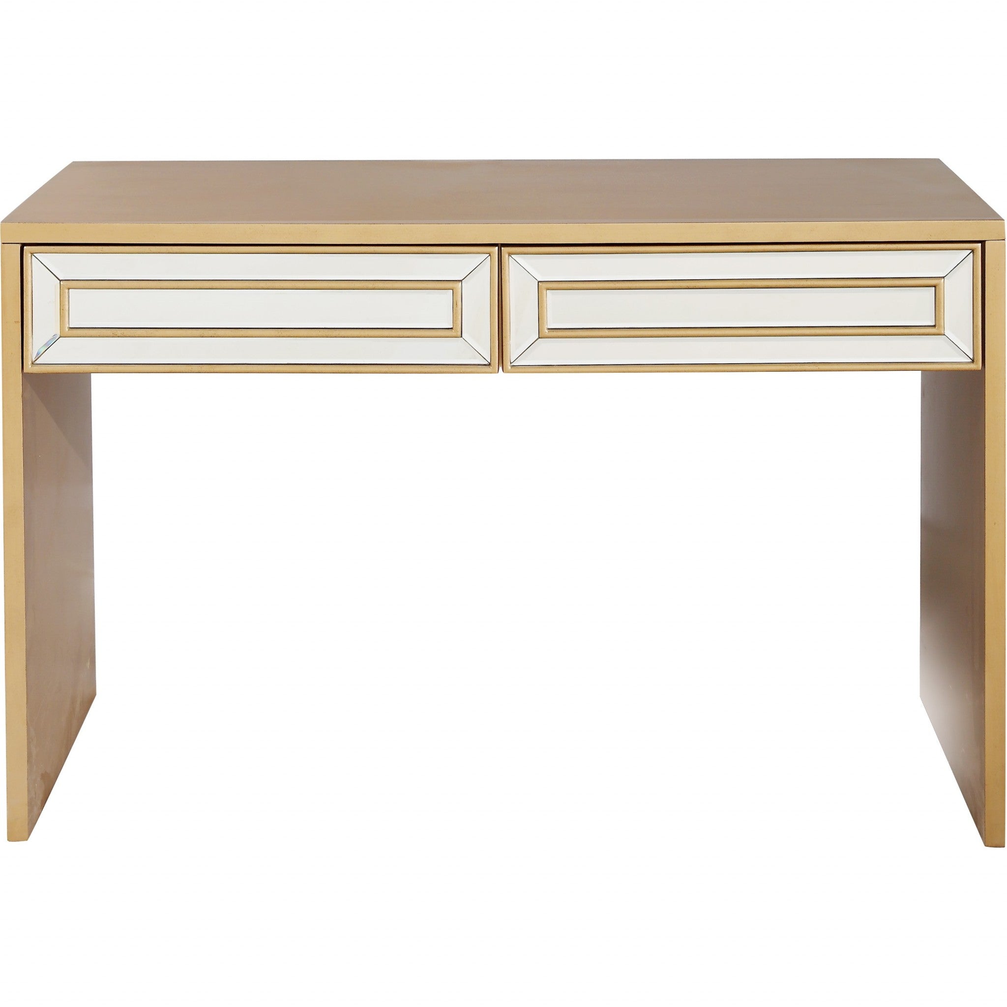 48" Gold Mirrored Glass Console Table-Console Tables-DECOROLALA