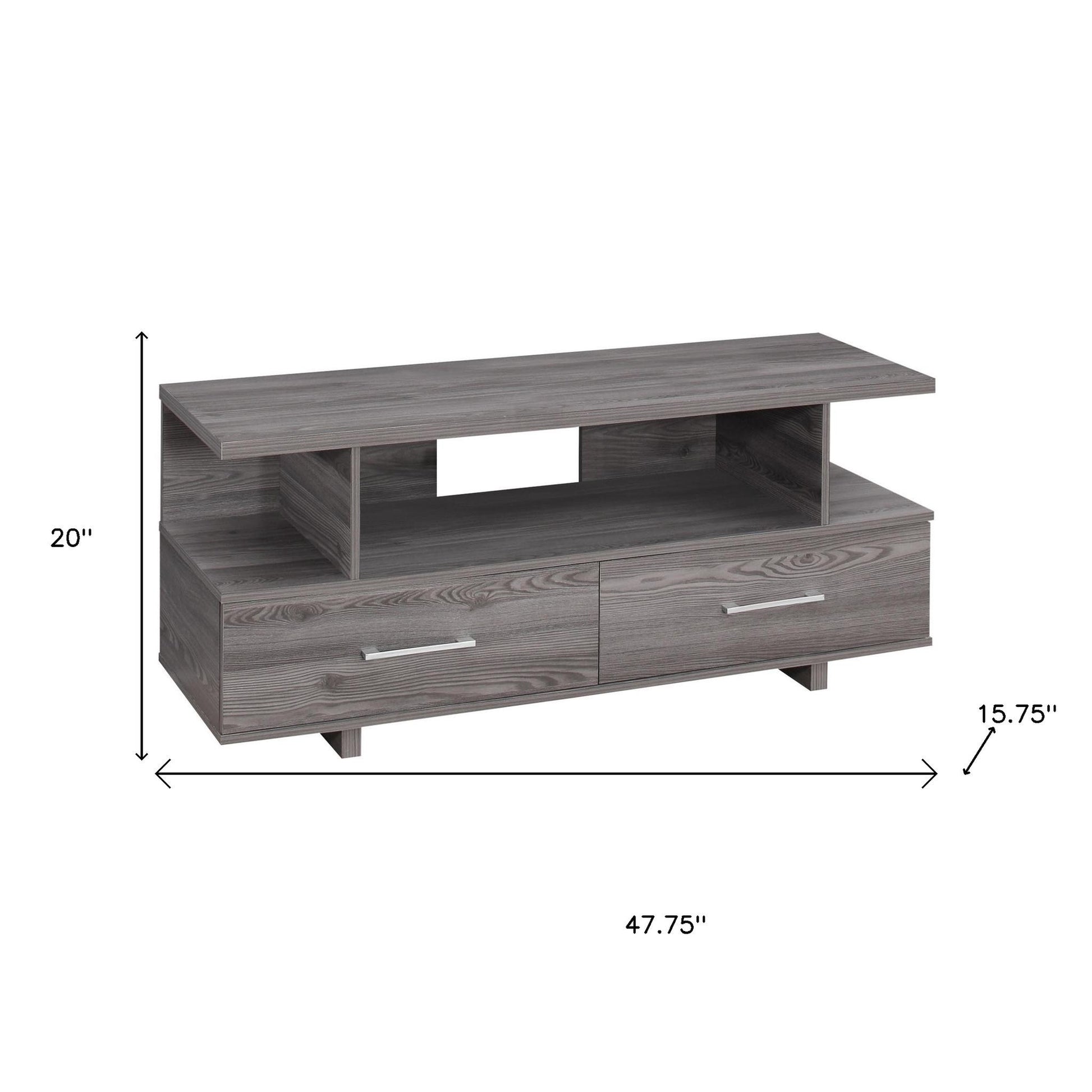 48" Gray Open Shelving Entertainment Center-TV Stands-DECOROLALA