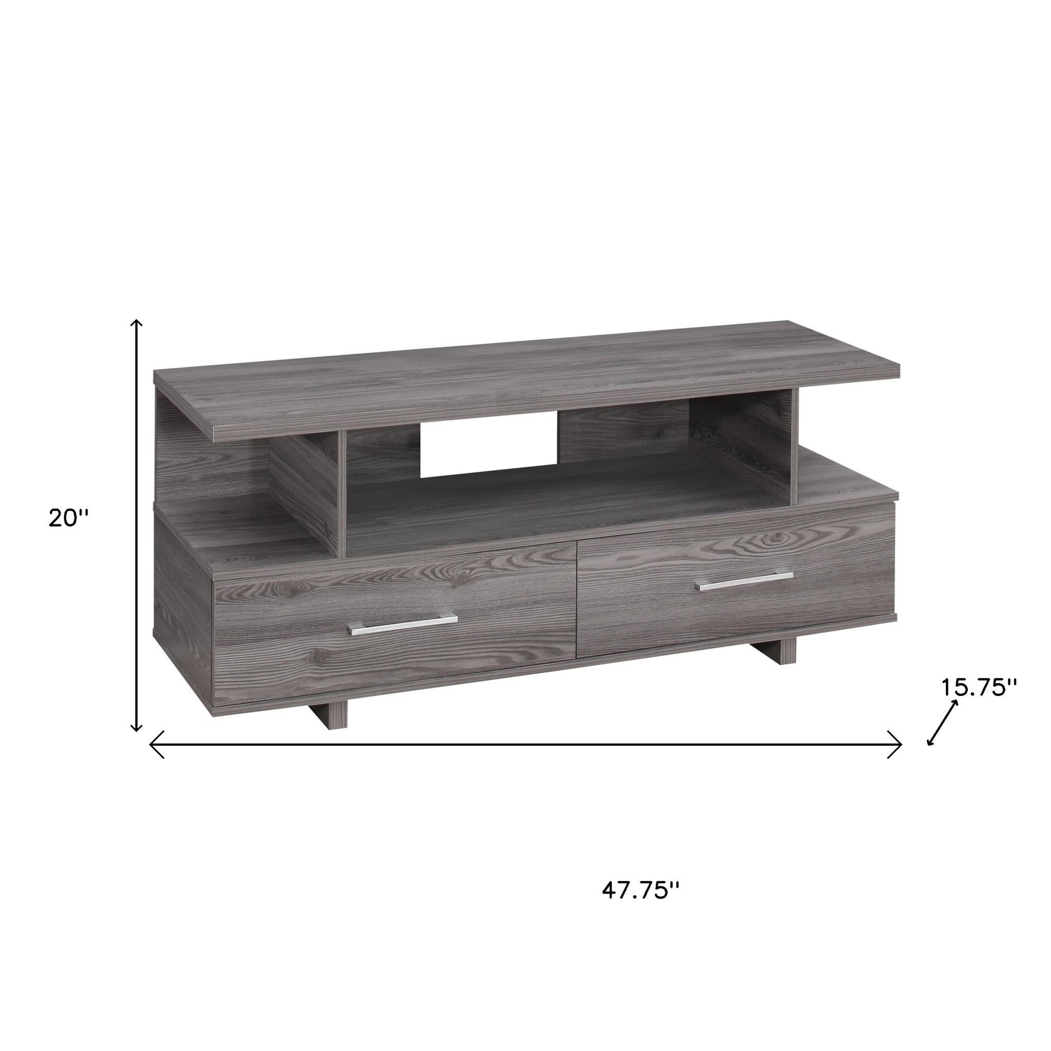 48" Gray Open Shelving Entertainment Center-TV Stands-DECOROLALA