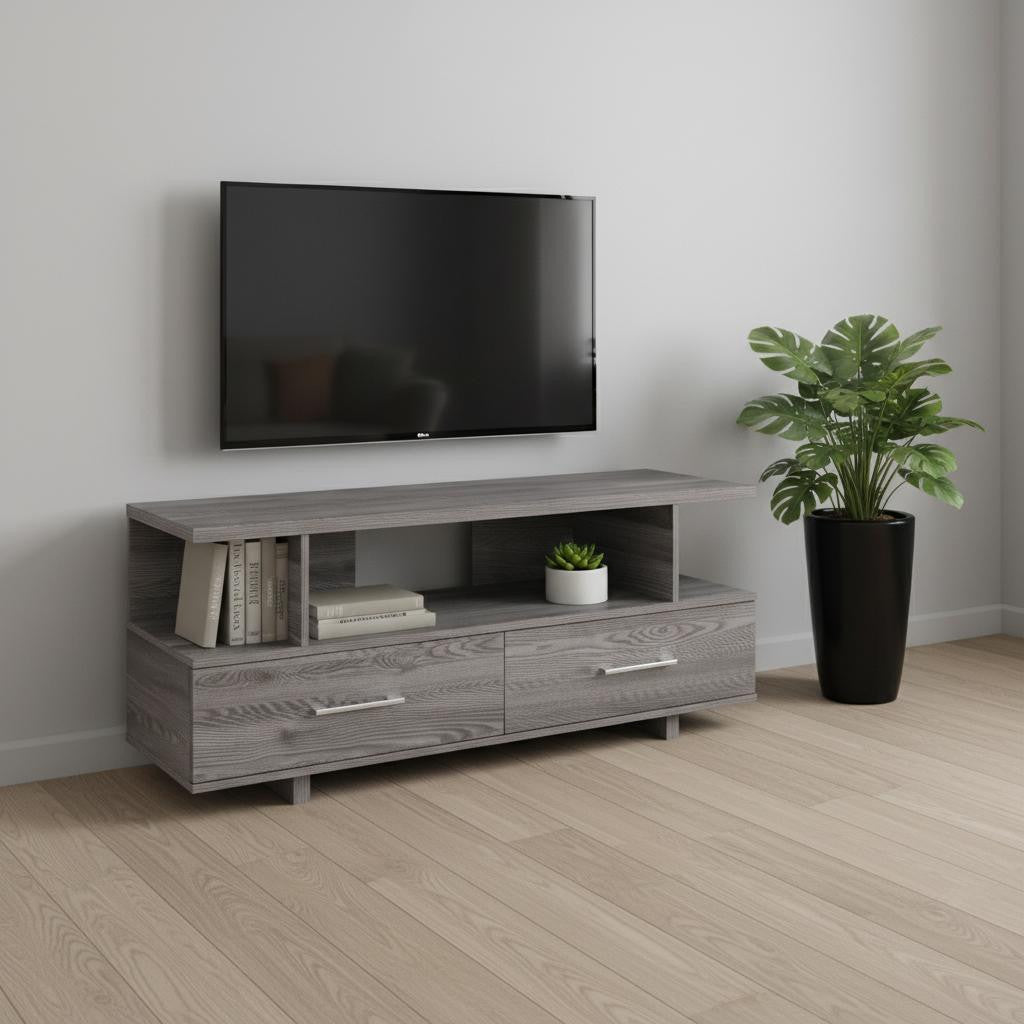 48" Gray Open Shelving Entertainment Center-TV Stands-DECOROLALA