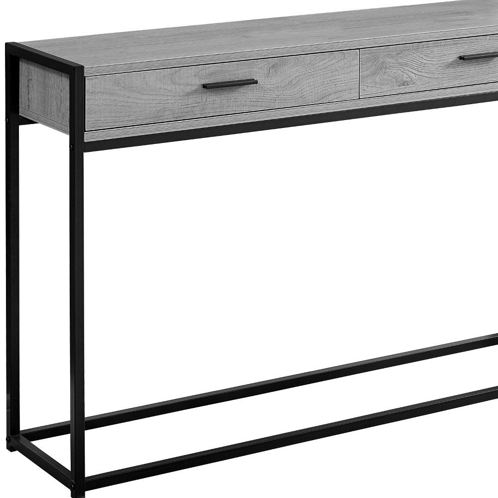 48" Gray and Black Frame Console Table And Drawers-Console Tables-DECOROLALA