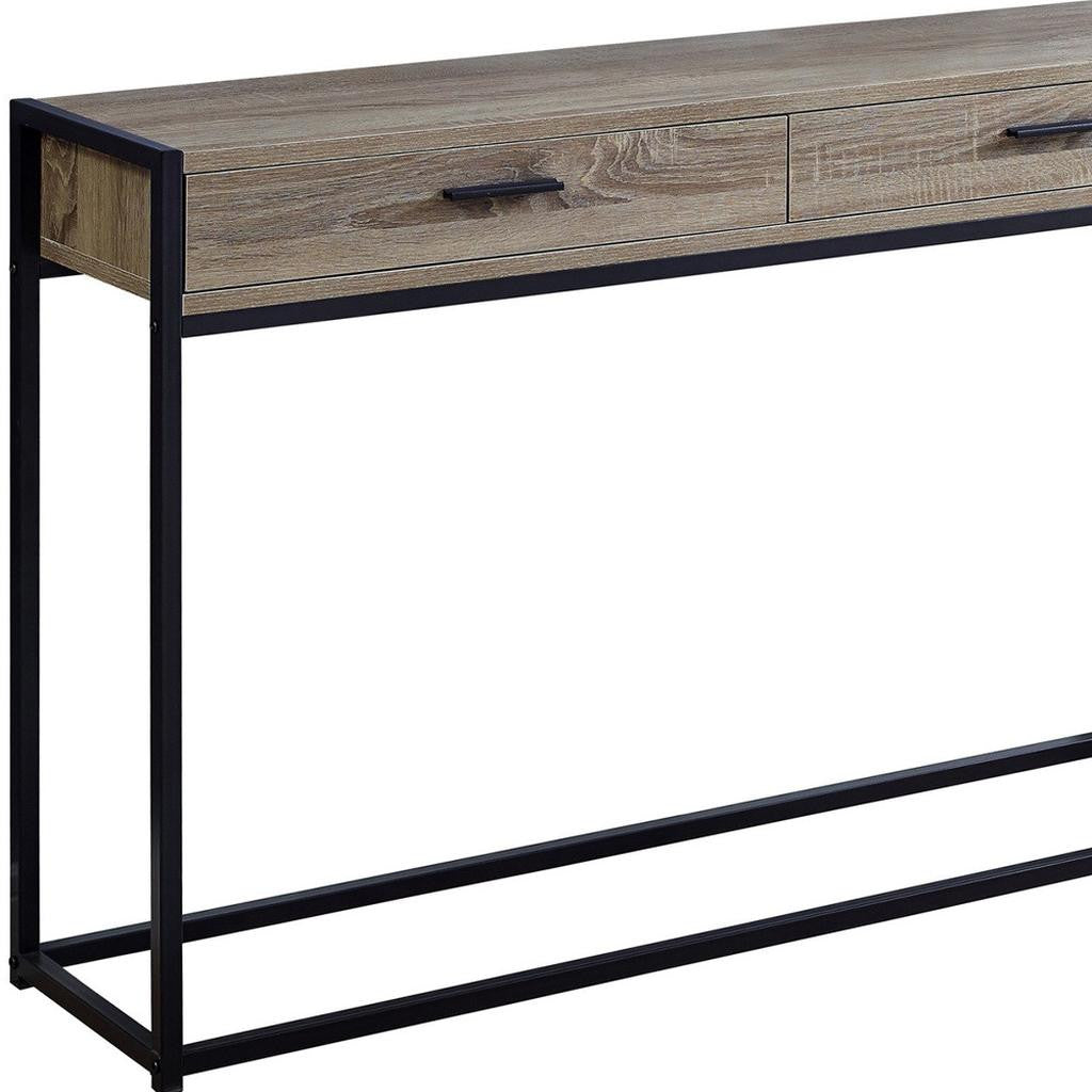 48" Gray and Black Frame Console Table And Drawers-Console Tables-DECOROLALA