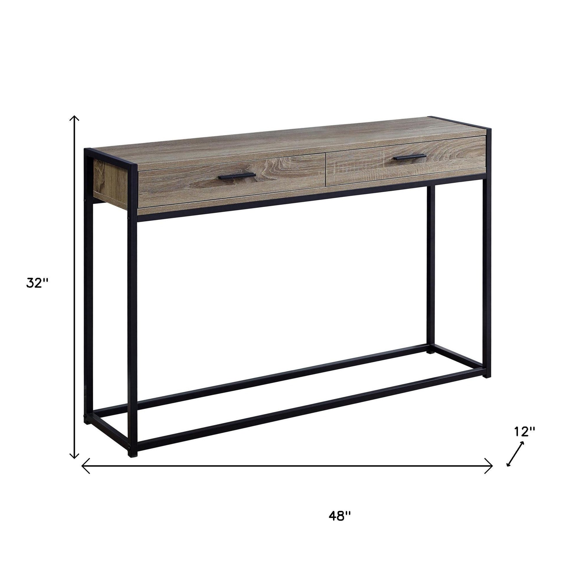 48" Gray and Black Frame Console Table And Drawers-Console Tables-DECOROLALA