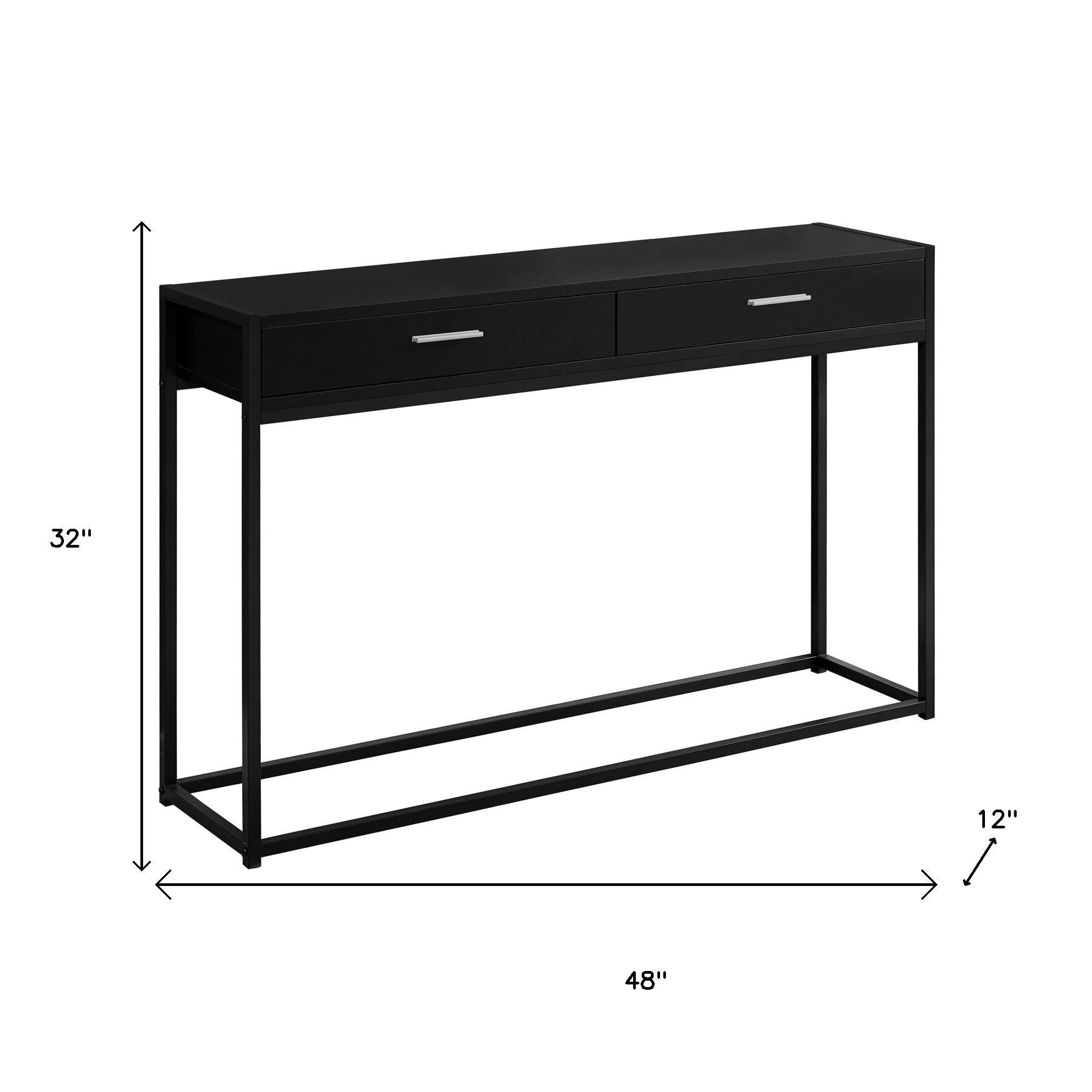 48" Gray and Black Frame Console Table And Drawers-Console Tables-DECOROLALA
