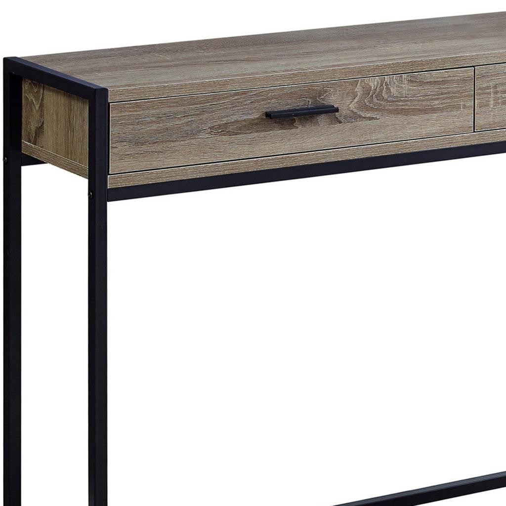 48" Gray and Black Frame Console Table And Drawers-Console Tables-DECOROLALA