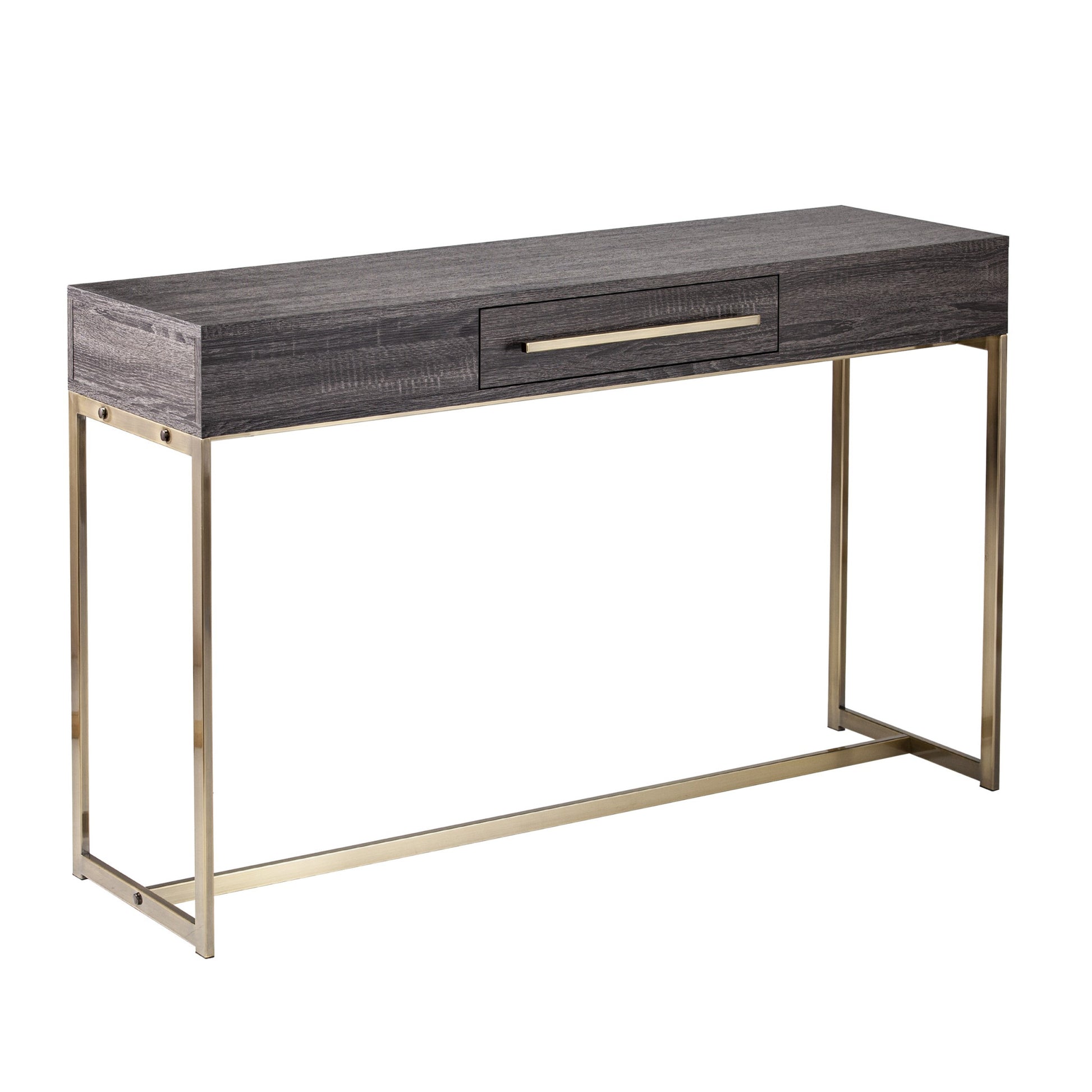 48" Gray and Gold Frame Console Table And Drawers-Console Tables-DECOROLALA