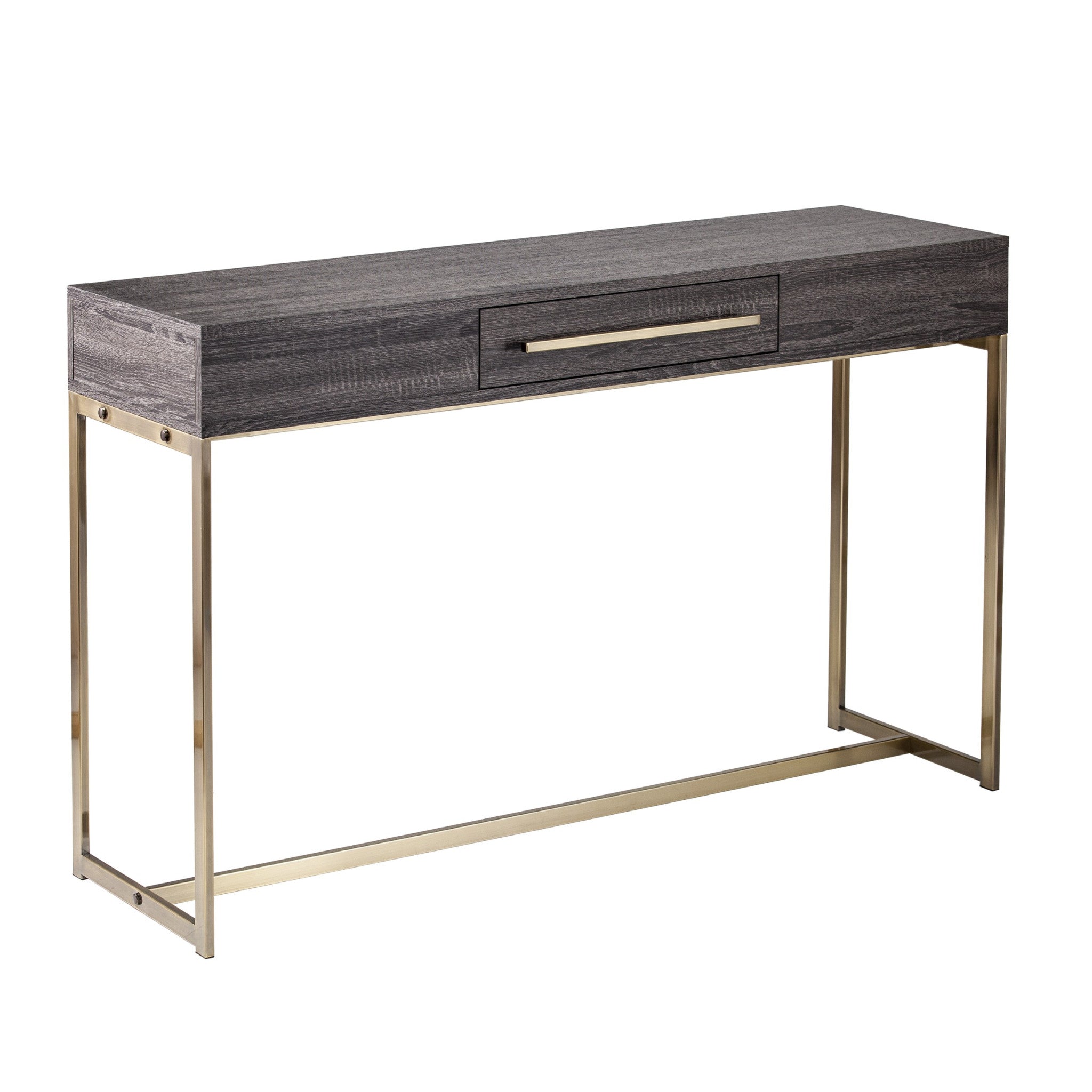 48" Gray and Gold Frame Console Table And Drawers-Console Tables-DECOROLALA