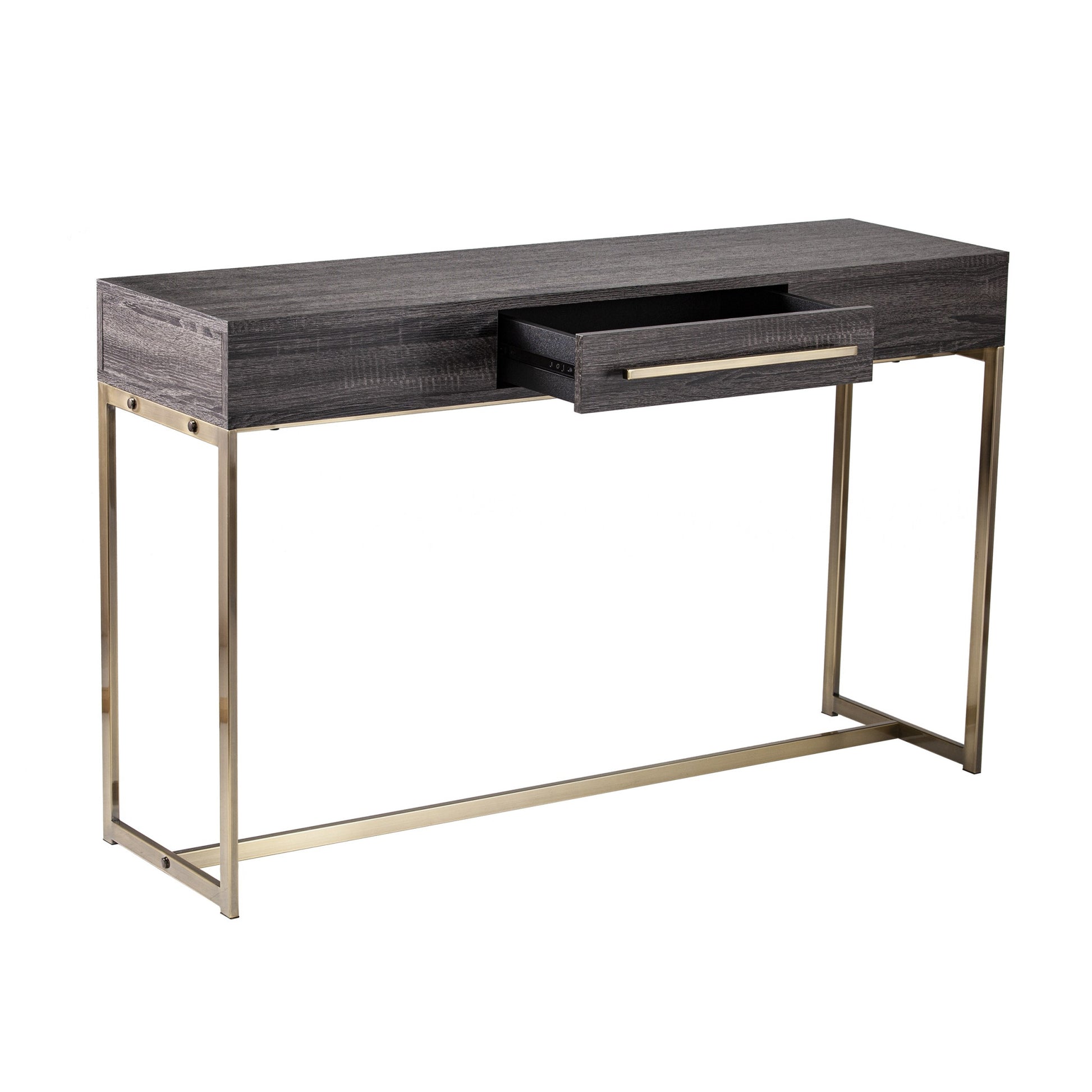 48" Gray and Gold Frame Console Table And Drawers-Console Tables-DECOROLALA